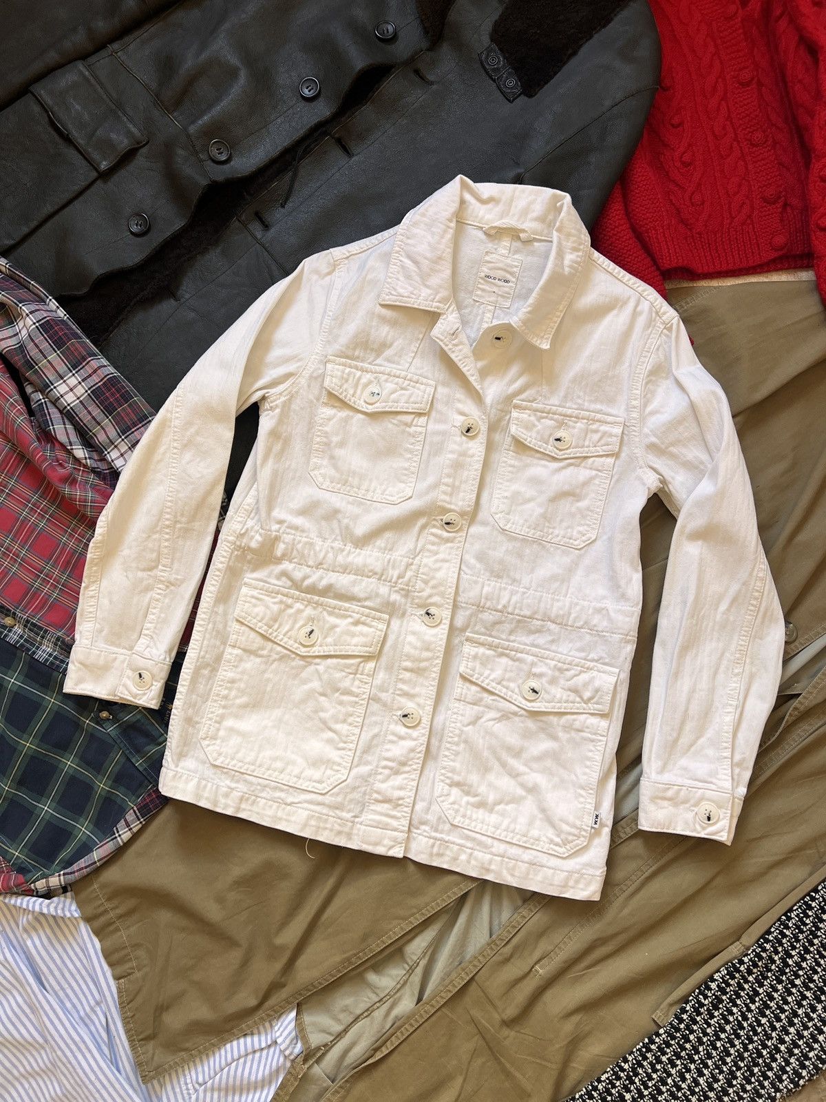 Wood Wood Wood Wood Workwear White Womans Multipocket Jacket Size S / US 4 / IT 40 - 1 Thumbnail