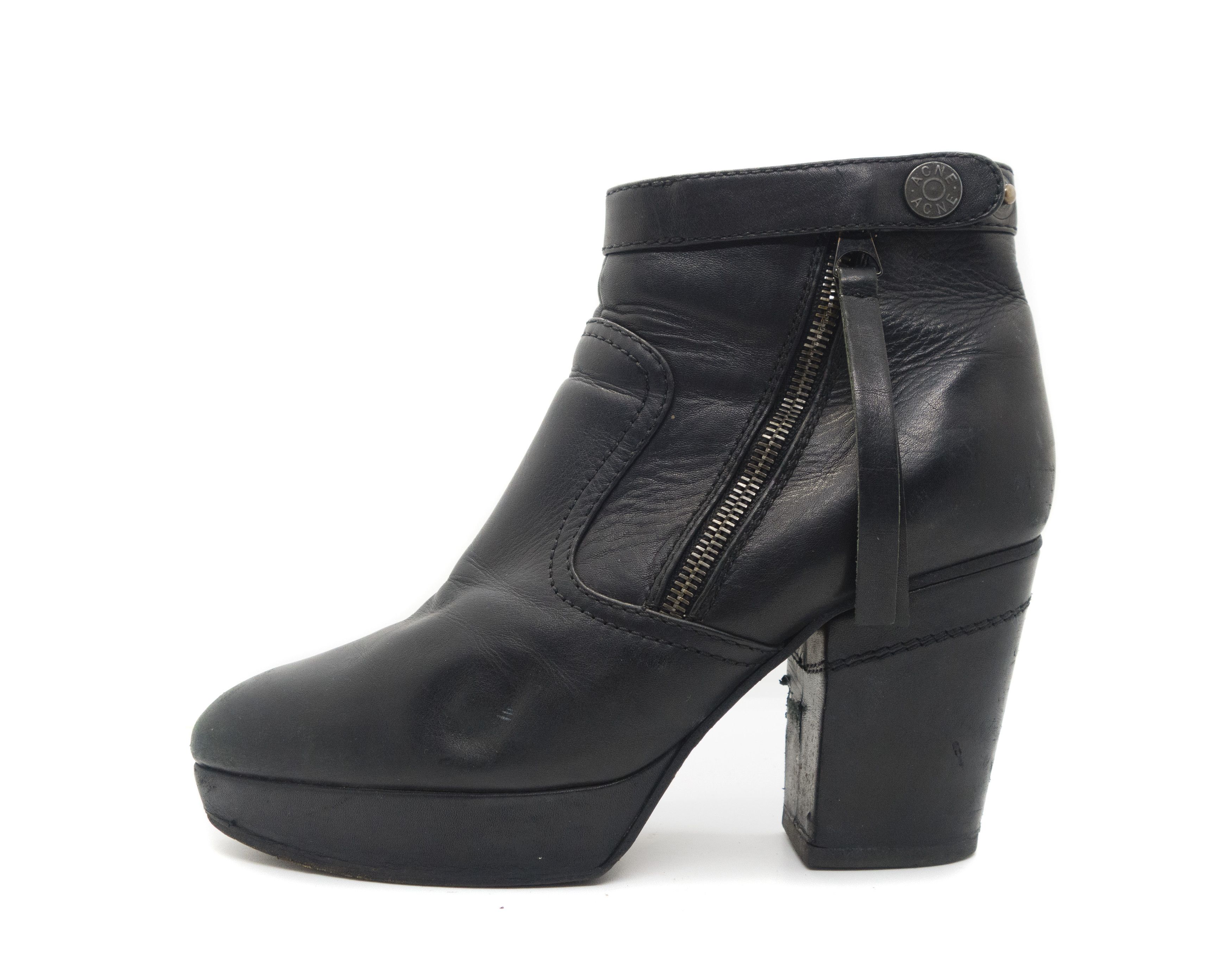 Acne Studios Ankle Leather Zip Boots Size US 7 / IT 37 - 1 Thumbnail