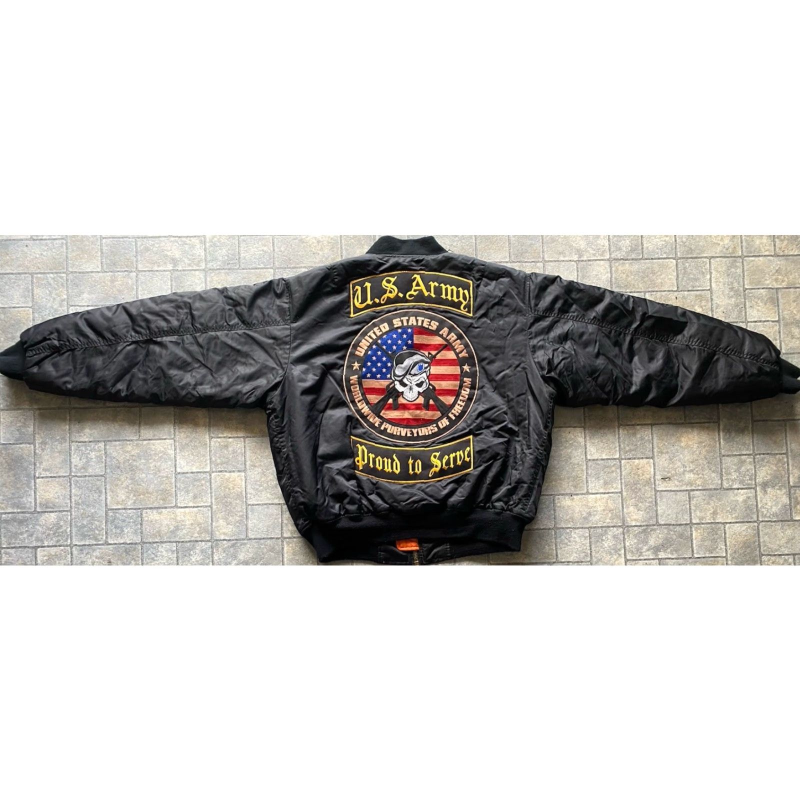 Rothco Rothco MA-1 Flight Flyers Jacket Black L Men’s Army Skull Flag United States Army National Nylon Jacket Size US L / EU 52-54 / 3 - 2 Thumbnail