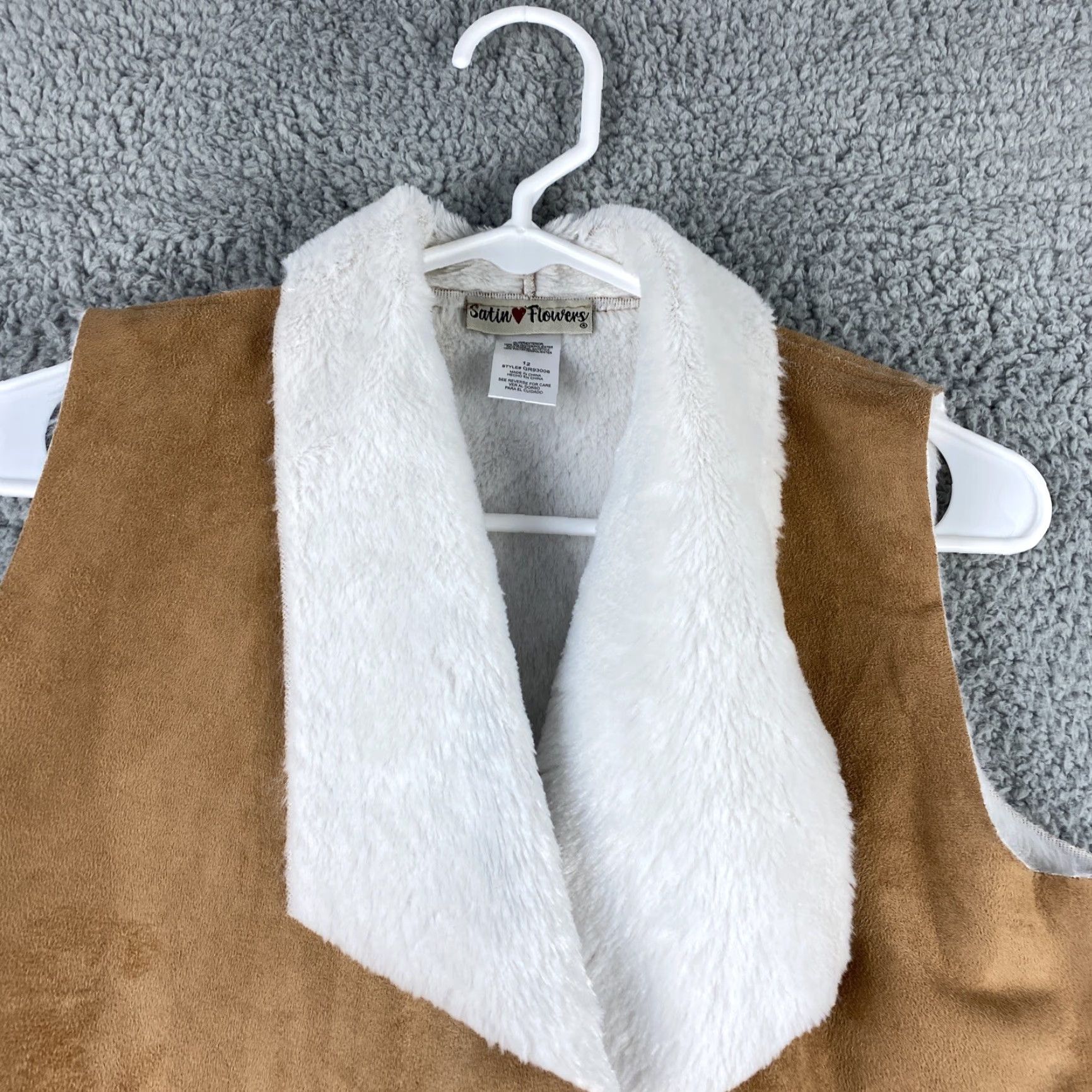 Camel VINTAGE Satin Flowers Leather Suede Vest Womens Size 12 Brown Camel Open Casual 90s Womens Size XL / US 12-14 / IT 48-50 - 2 Thumbnail