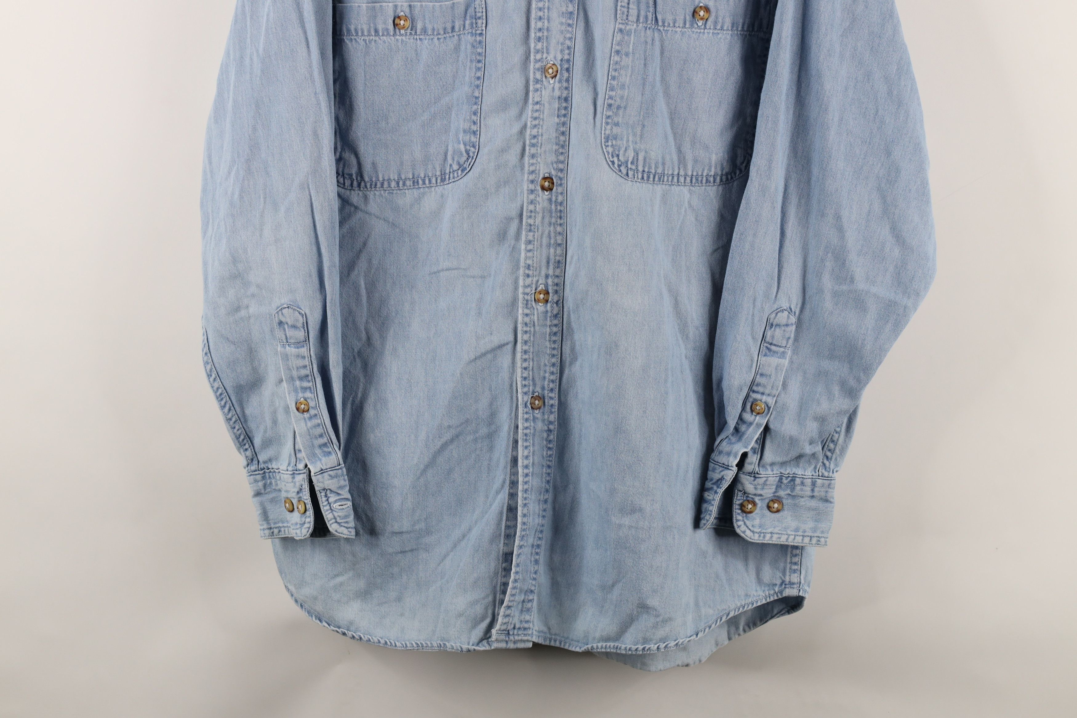 Vintage Vintage 90s Streetwear Collared Denim Jean Button Down Shirt Size US S / EU 44-46 / 1 - 3 Thumbnail