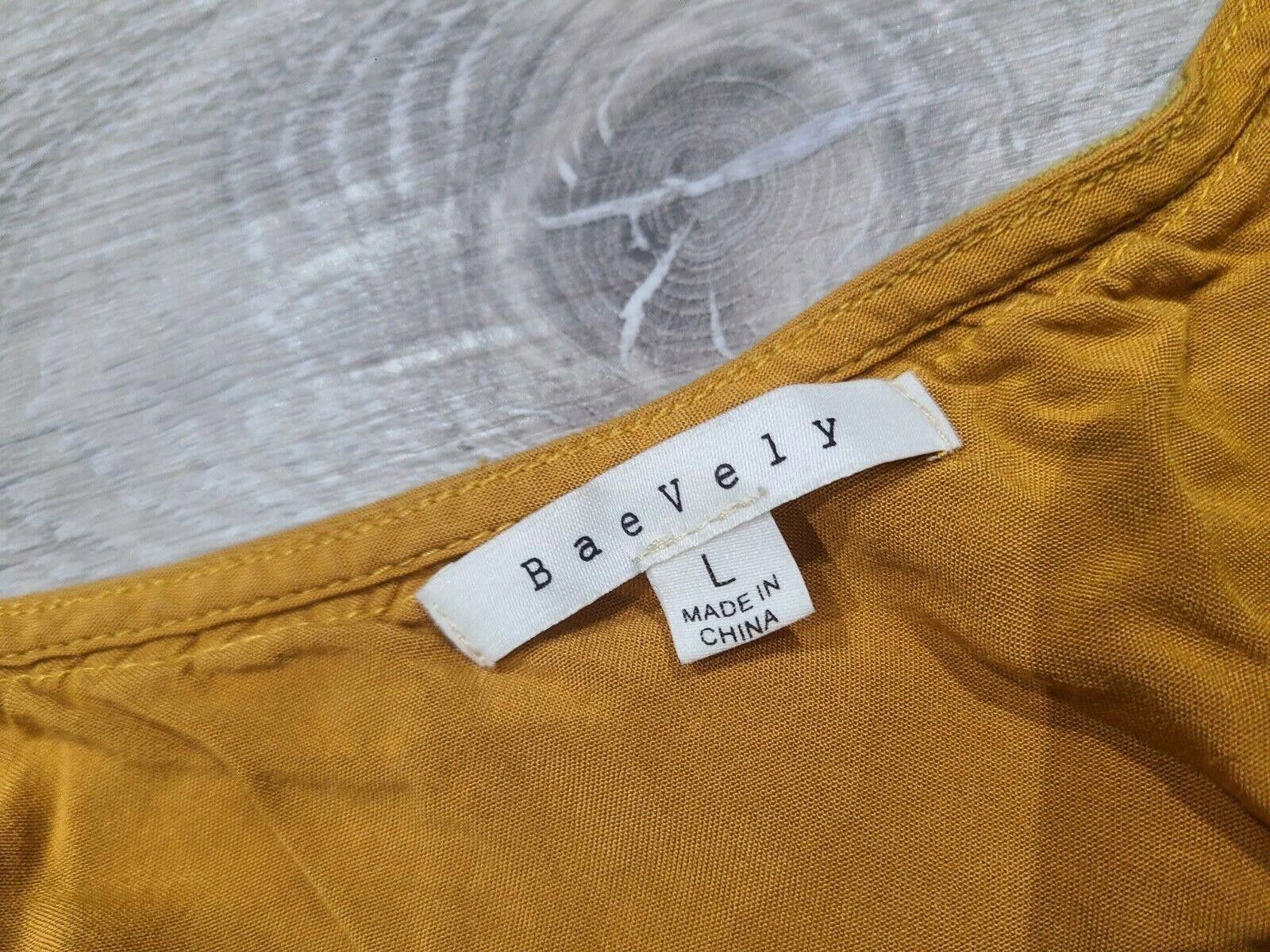 Designer Baevely Top Large Mustard Peasant Boho Hippie Bell Sleeve Size L / US 10 / IT 46 - 3 Thumbnail