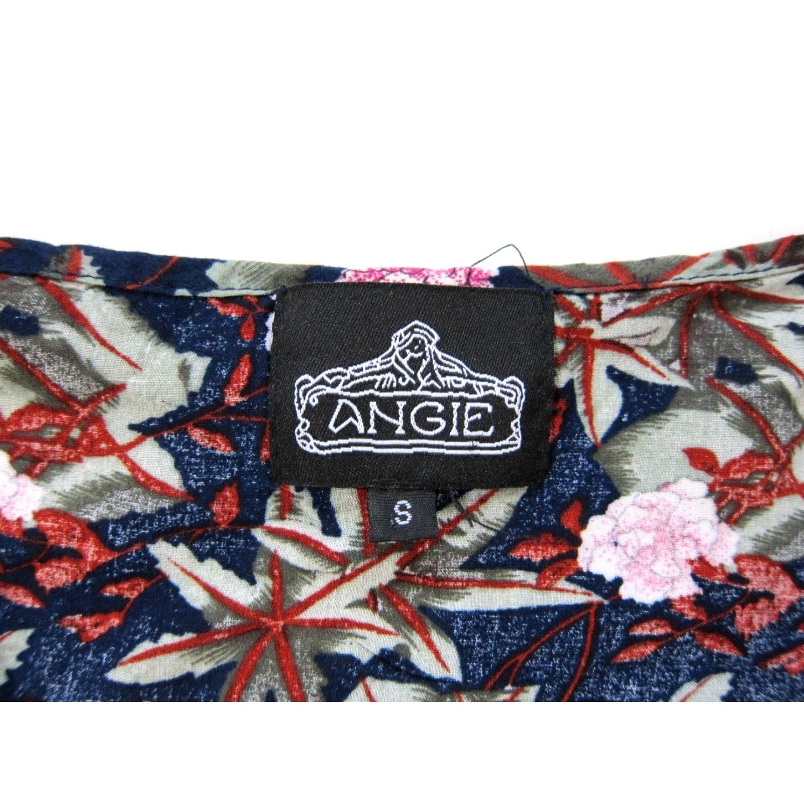 Vintage Angie Jumpsuit One-Piece Womens XS- Small Rayon Blue Floral Ruffle Flare Sleeve Short Romper 80s 90s Aloha Size 28" / US 6 / IT 42 - 3 Thumbnail