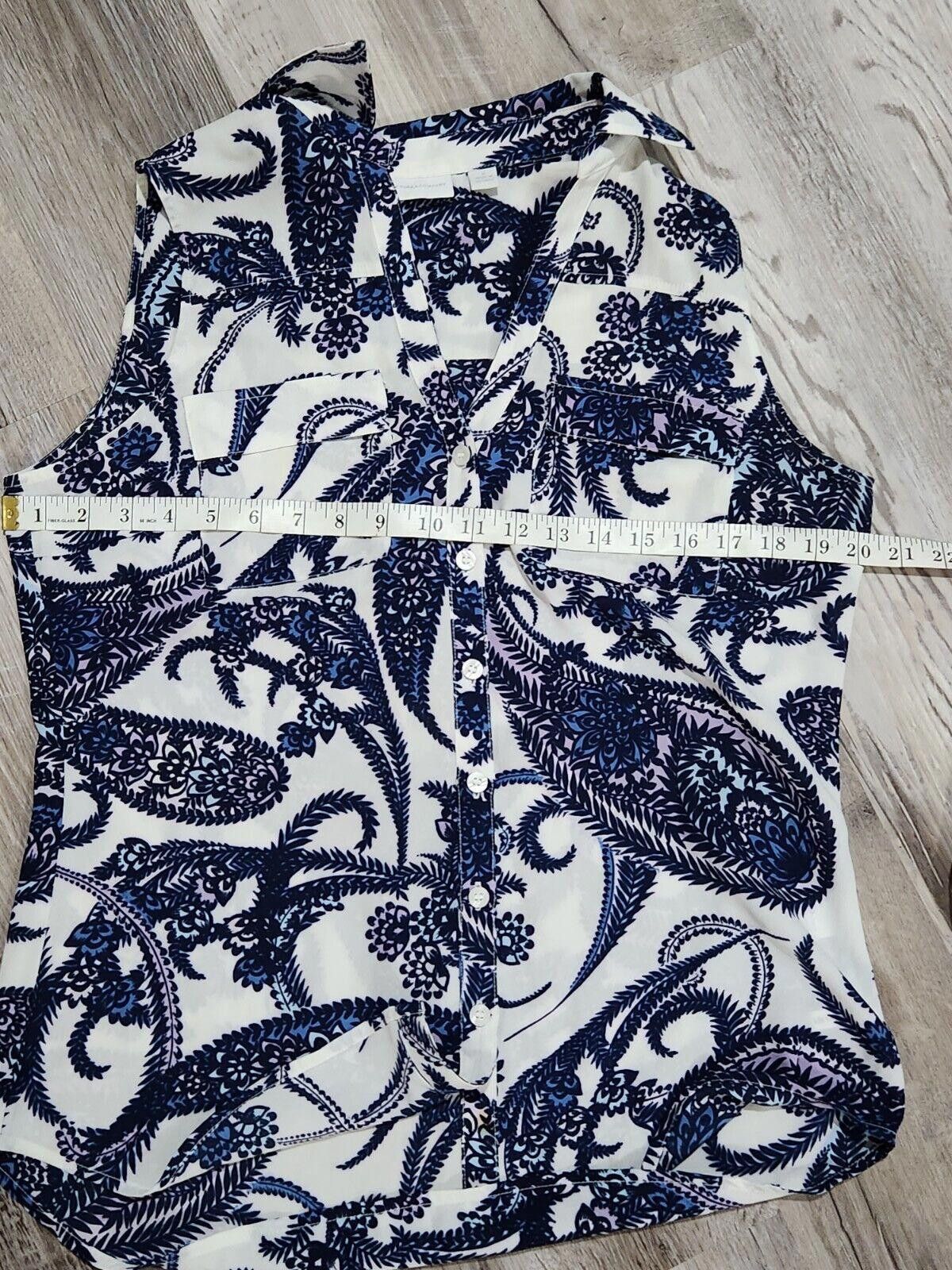 Designer New York And Company Tank Top Medium Paisley Blue White Size M / US 6-8 / IT 42-44 - 5 Thumbnail
