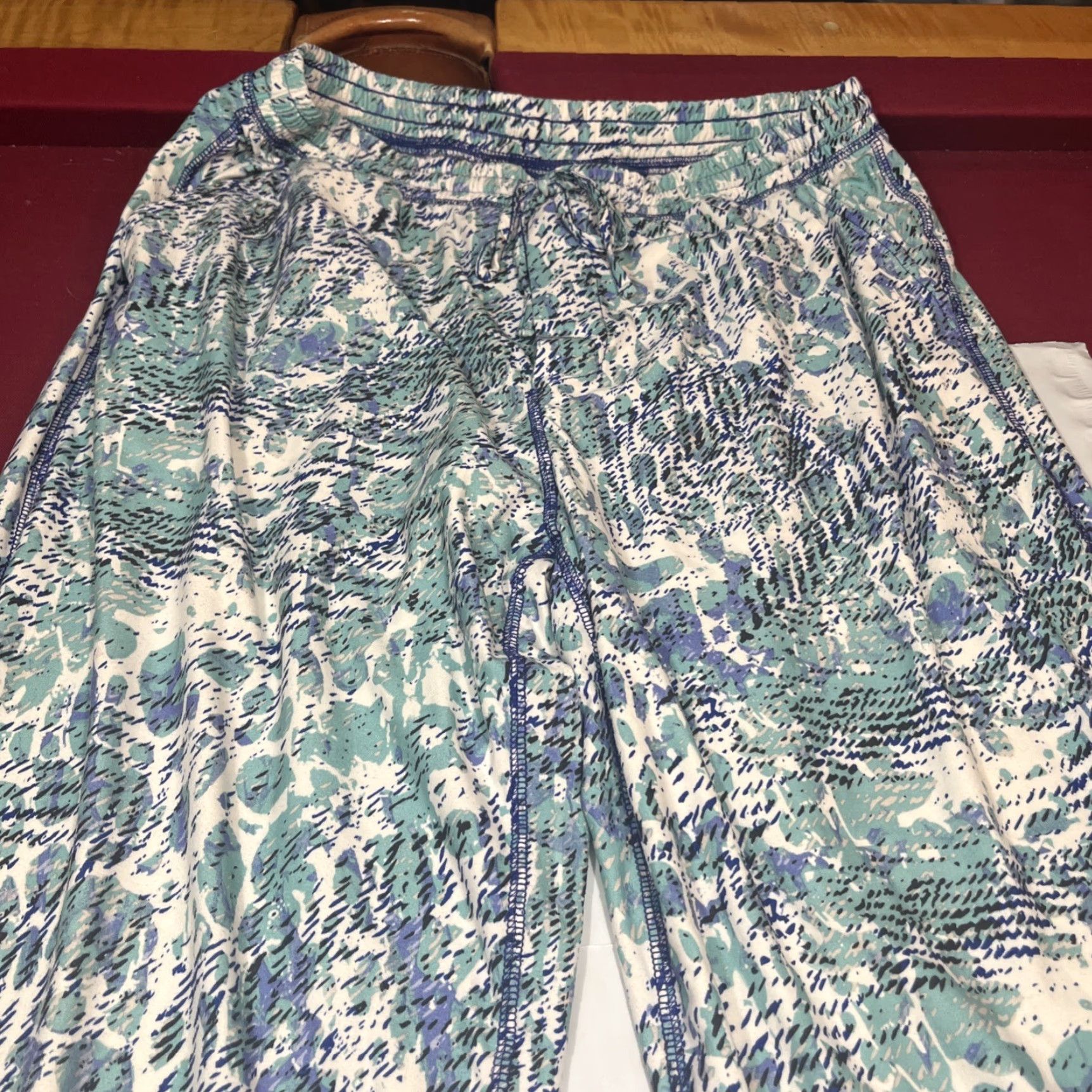 IDEA VINTAGE Reel Legends 80s 90s Print Sweat Pants Joggers Mens M Blue Pockets Elastic Waist Tapered Geometric Logo 1980s 1990s Costume Idea Size US 31 - 3 Thumbnail