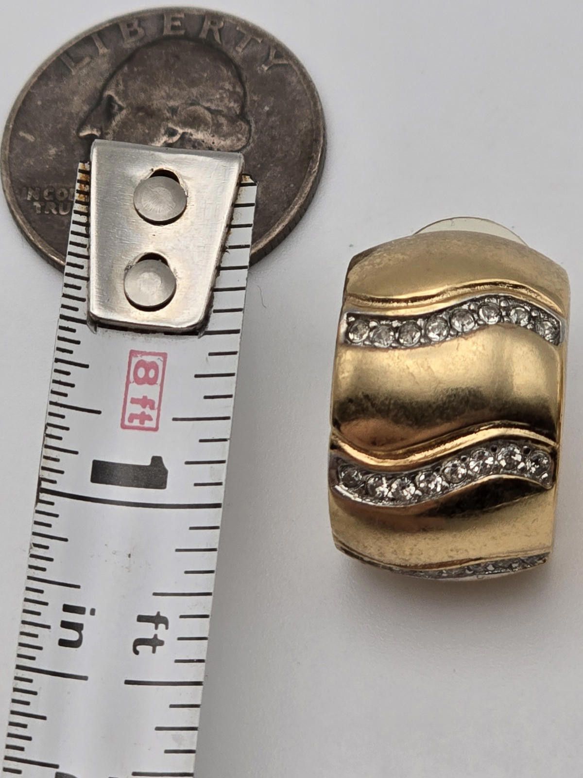 Givenchy Vintage Givenchy Paris NY Gold Tone Clip Earrings w Crystals Size ONE SIZE - 4 Thumbnail