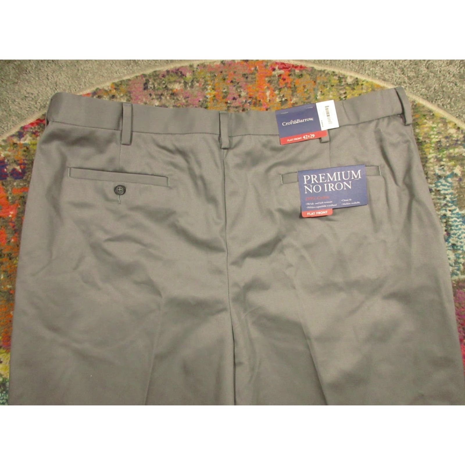 Croft & Barrow Croft & Barrow Pants Men 42x29 Gray Classic Premium No Iron Slacks NEW Mens Size US 42 / EU 58 - 5 Thumbnail