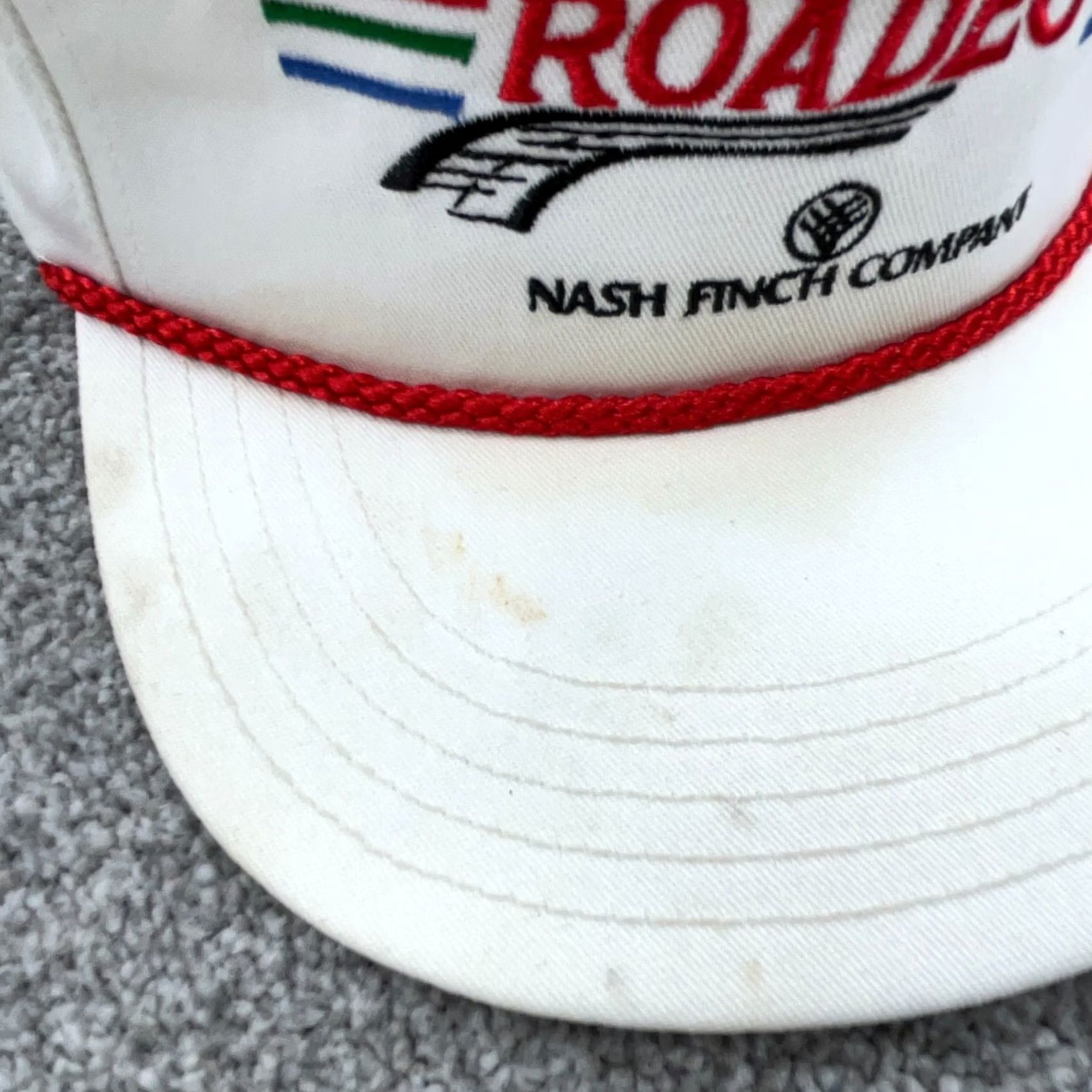 Vintage Vintage Nash Finch Trucker Hat Cap Strap Back White Red Made In USA 90s Roadeo Size ONE SIZE - 3 Thumbnail