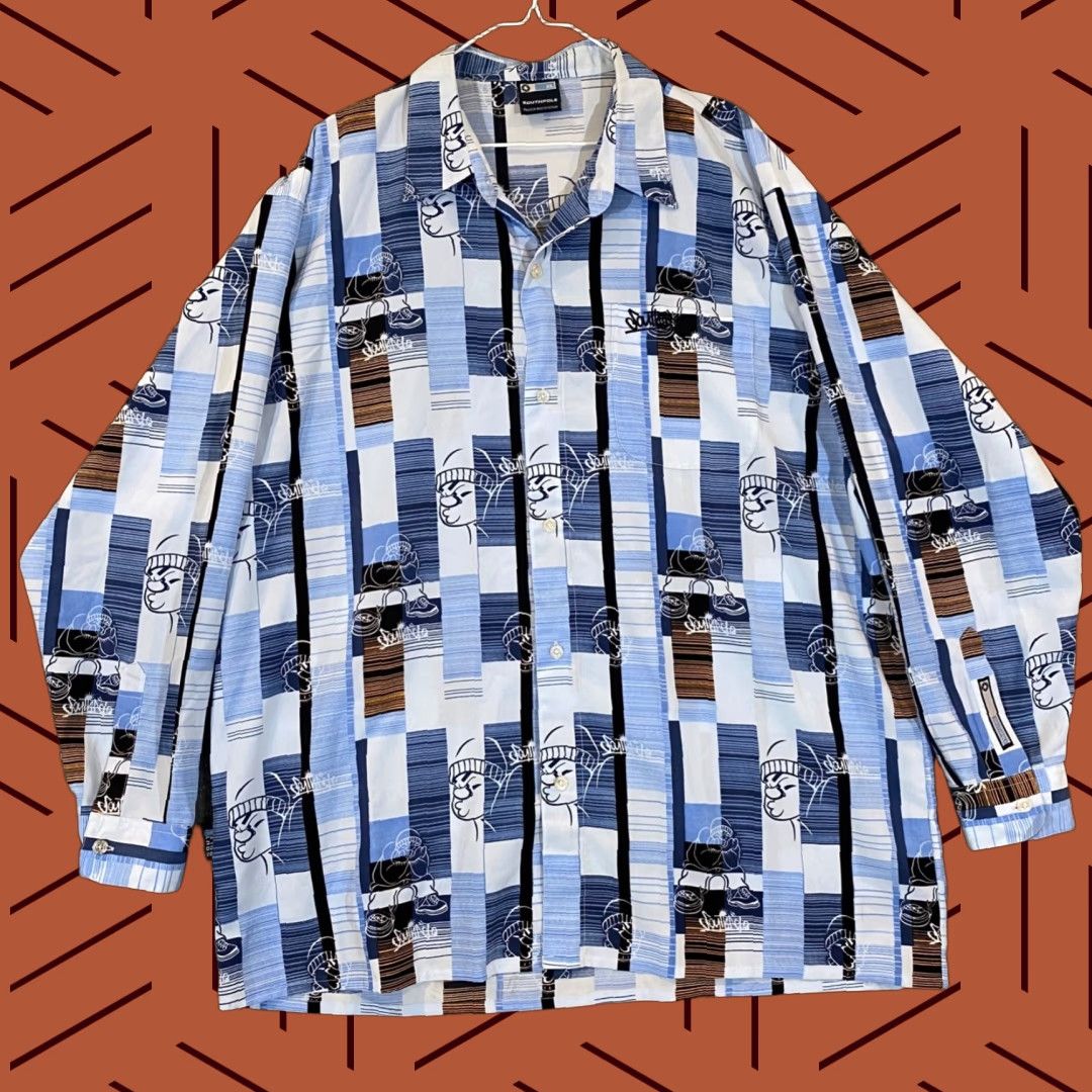 Southpole SOUTHPOLE Shirt Mens XL Multicolor Blue Grunge Hip Hop 90s Y2K L/S Button Up Cardigan? Size US XL / EU 56 / 4 - 1 Thumbnail