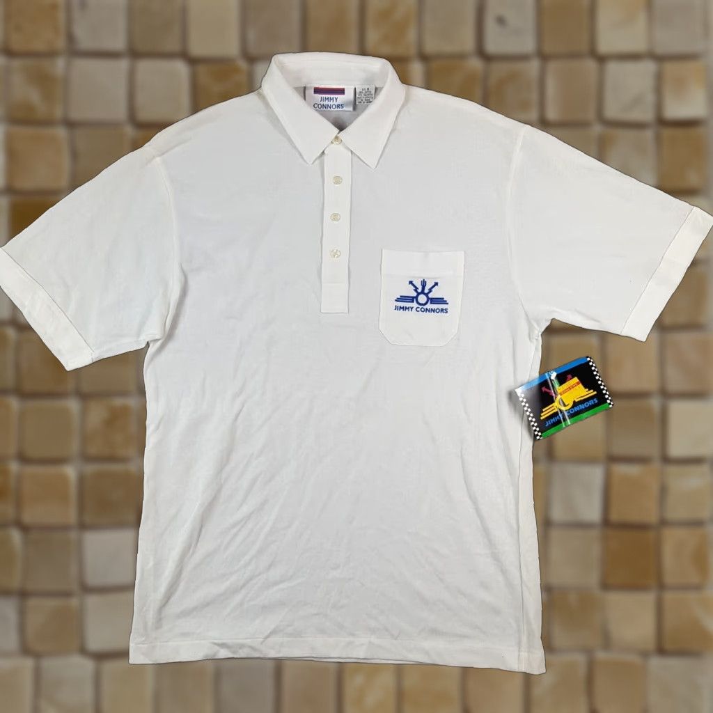 Vintage VINTAGE 90s Jimmy Connors Tennis Polo Shirt Men's Medium White Preppy Collar Size US M / EU 48-50 / 2 - 1 Thumbnail