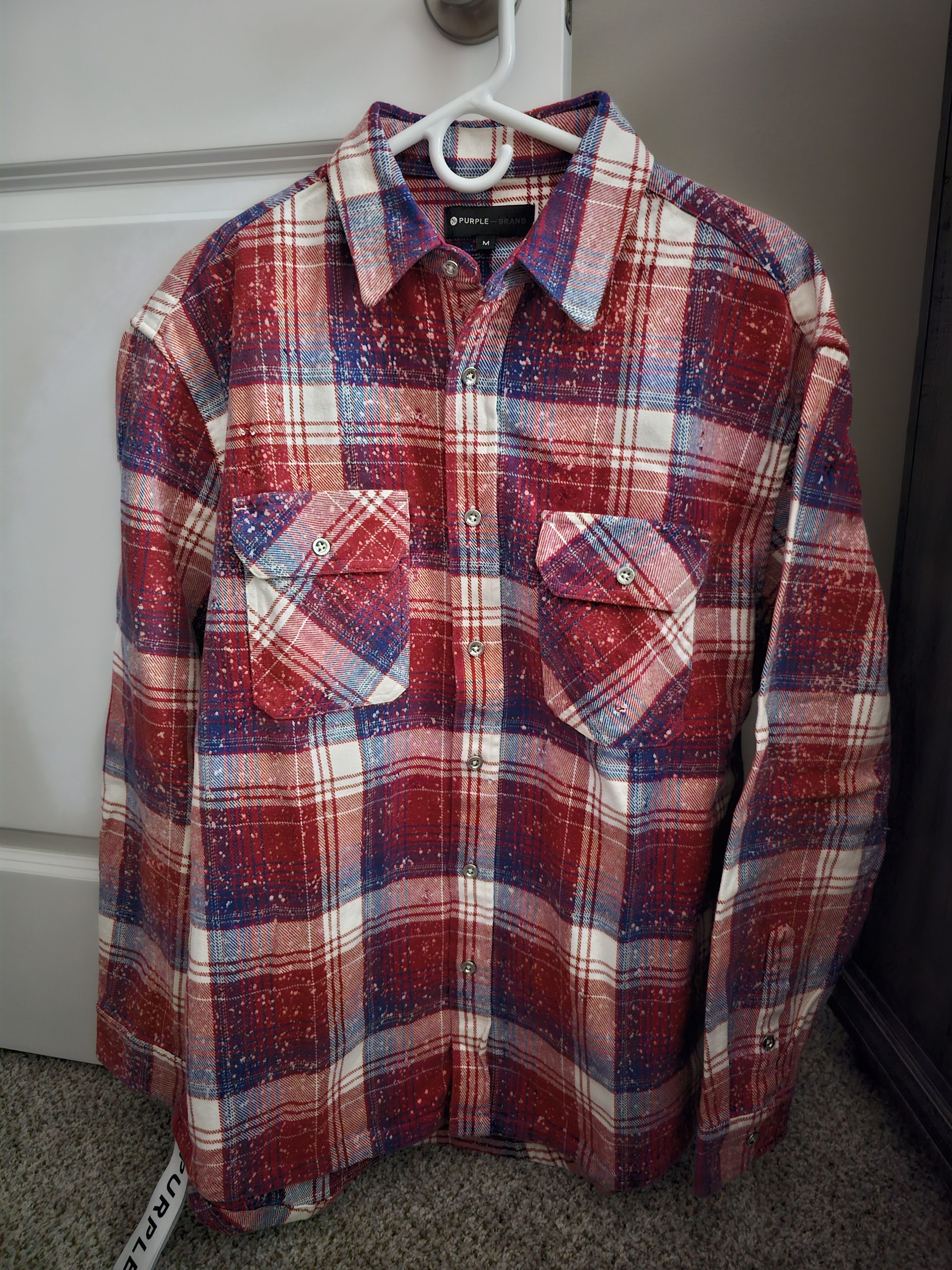 Purple Brand Purple Brand Long Sleeve Logo Flannel Buttondown Shirt Size US M / EU 48-50 / 2 - 1 Thumbnail