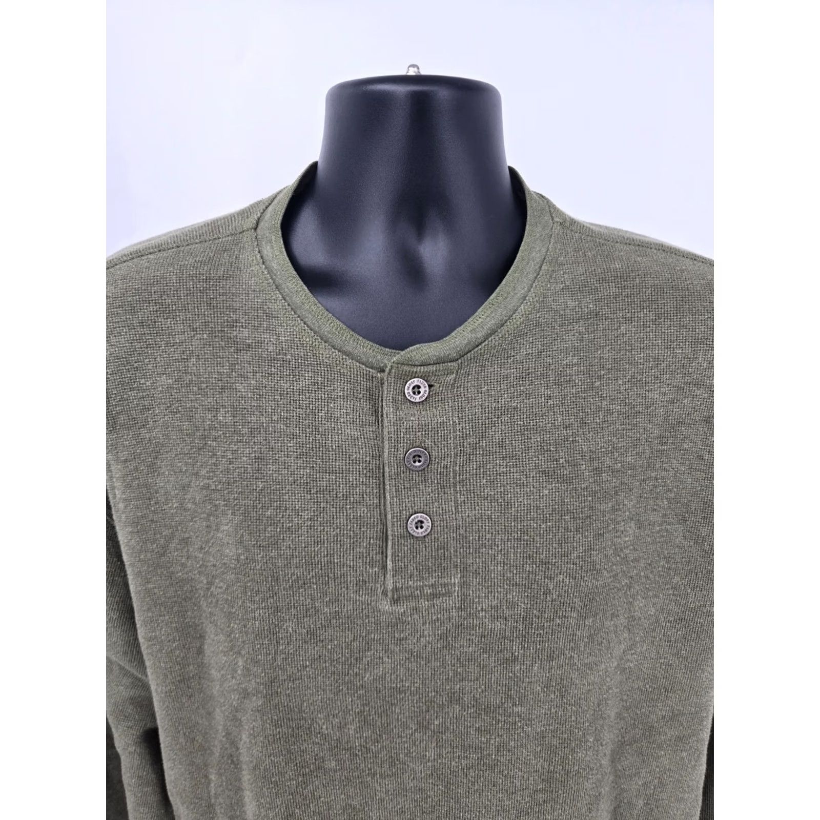 Faded Glory Faded Glory Henley Shirt 2XL Green Waffle Knit Long Sleeve Hunting Camping XXL T-Shirt Mens Size US XXL / EU 58 / 5 - 3 Thumbnail