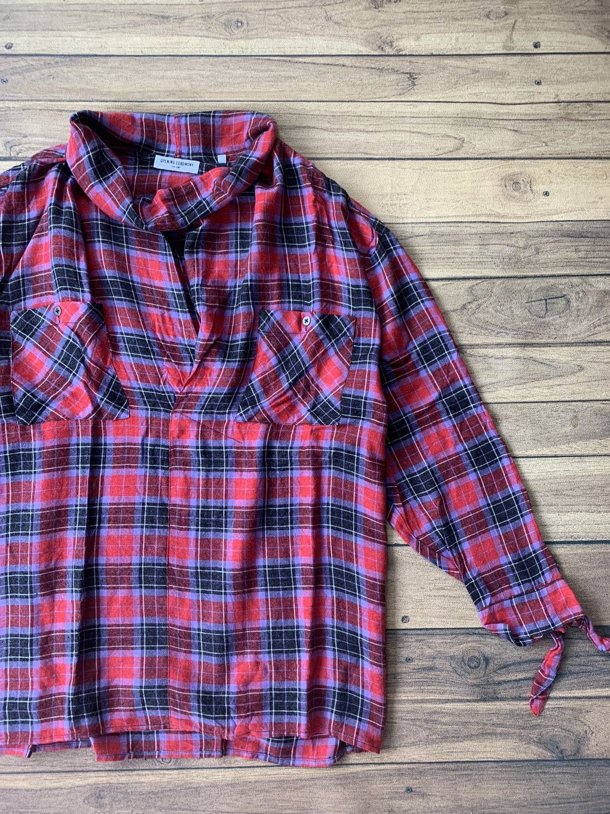 Opening Ceremony Opening ceremony oversized neck plaid blouse Size L / US 10 / IT 46 - 2 Thumbnail