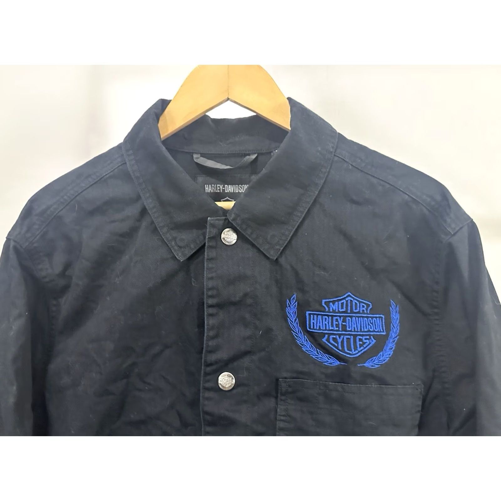 Harley Davidson Harley-Davidson Track Racing Dept Black HBT Chore Motorcycle Workwear Jacket L Mens Black Parka 90s Decade Theme chainstitched Size US L / EU 52-54 / 3 - 5 Thumbnail