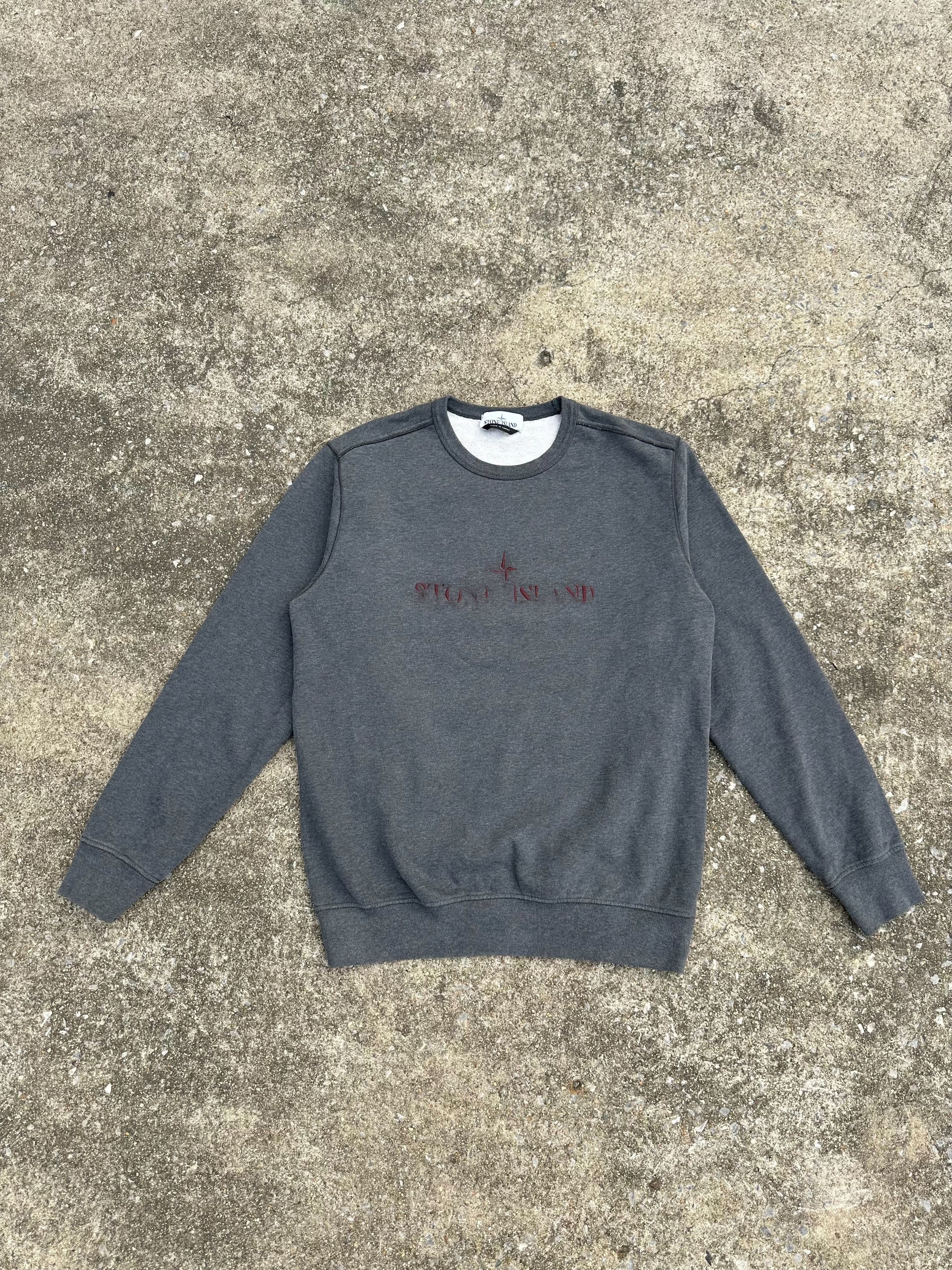 image of Stone Island Embroidered Logo Sweater in Grey, Men's (Size Medium)