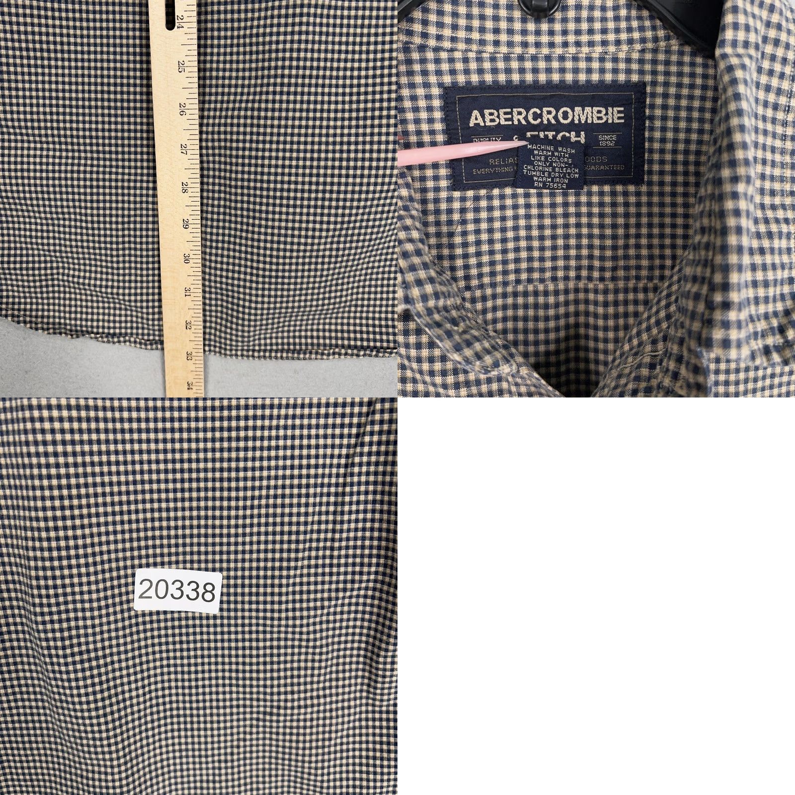 Abercrombie & Fitch VINTAGE Abercrombie & Fitch Shirt Mens Large Blue Beige Plaid Casual Cabin Outdoor Size US L / EU 52-54 / 3 - 9 Thumbnail
