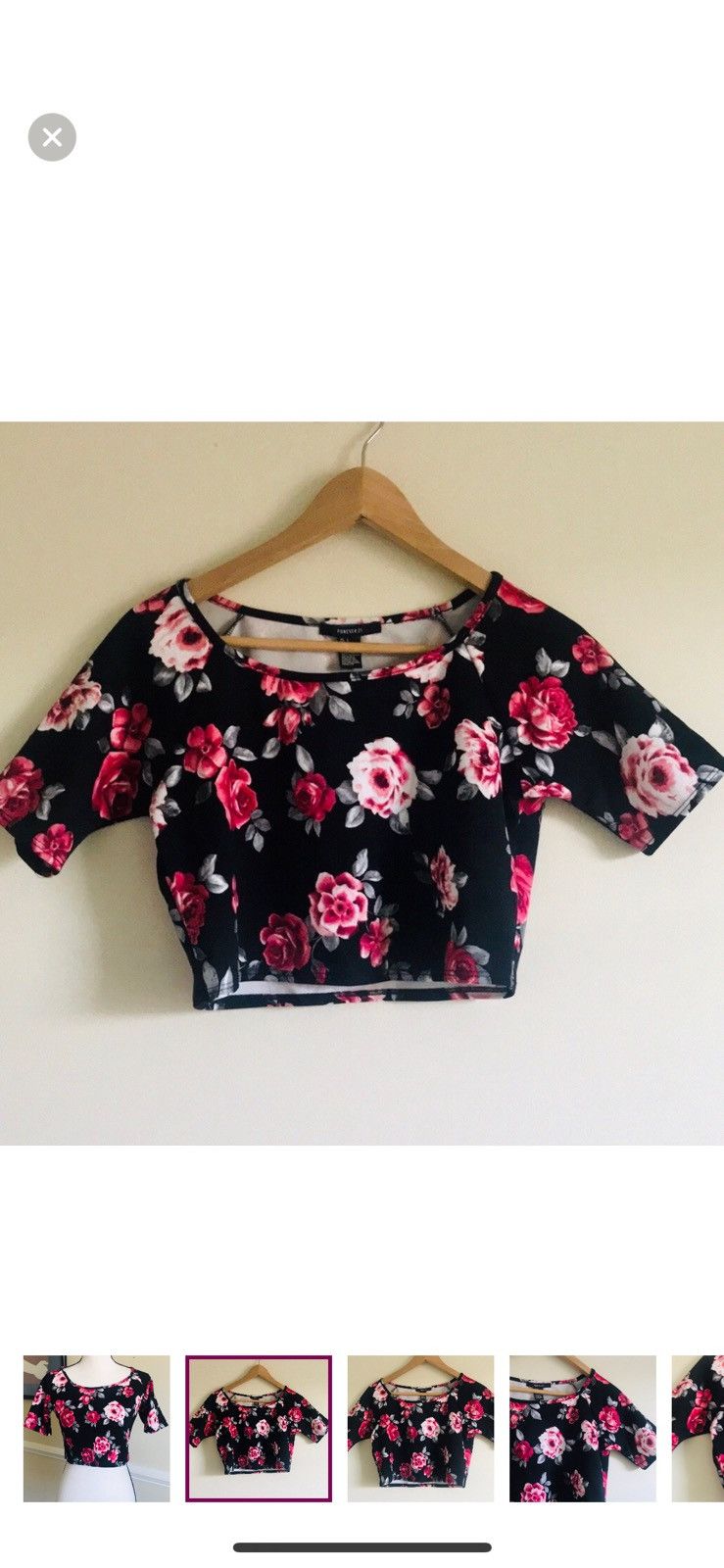 Forever 21 FOREVER 21 FLORAL SHORT SLEEVE CROP TOP Size L / US 10 / IT 46 - 2 Thumbnail