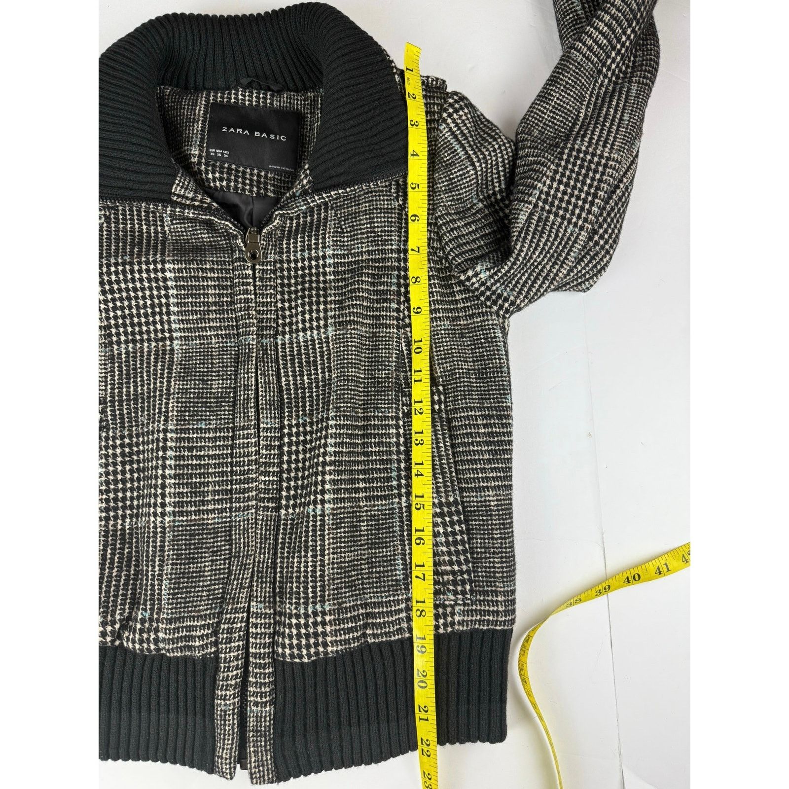 Zara ZARA Plaid Houndstooth Tweed Bomber Jacket - Size XS Size XS / US 0-2 / IT 36-38 - 5 Thumbnail