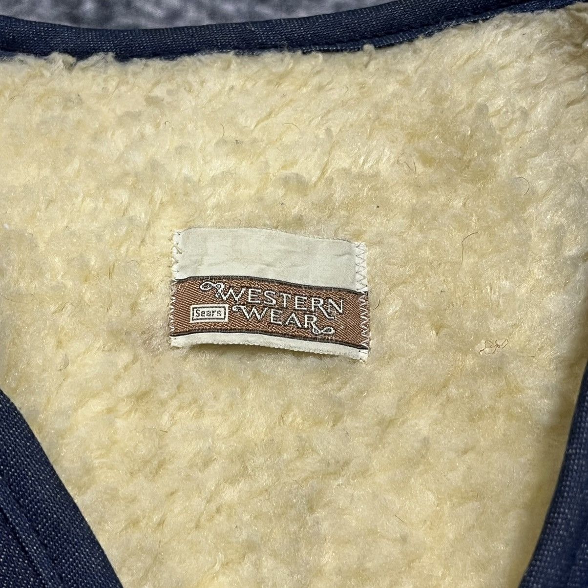 Sears Vintage Sears Roebucks Western Wear Sherpa Lined Denim Vest Size US XL / EU 56 / 4 - 4 Thumbnail