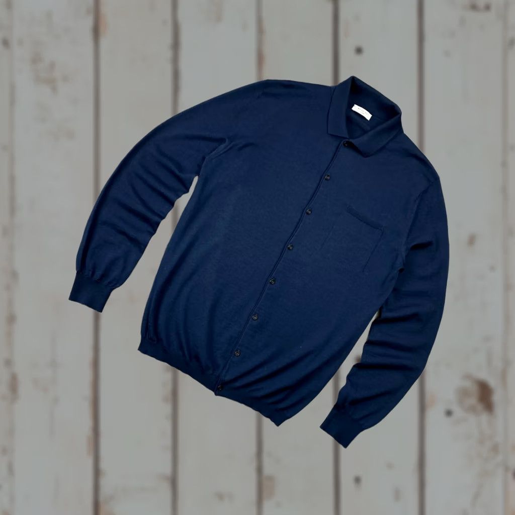 Boglioli Blue Boglioli Polo Long Sleeve Sweater Lana Wool Men Size M Regular Slim Pullover Knitted Knit Buttoned Casual Winter Fall Spring Cardigan? Size US M / EU 48-50 / 2 - 1 Thumbnail