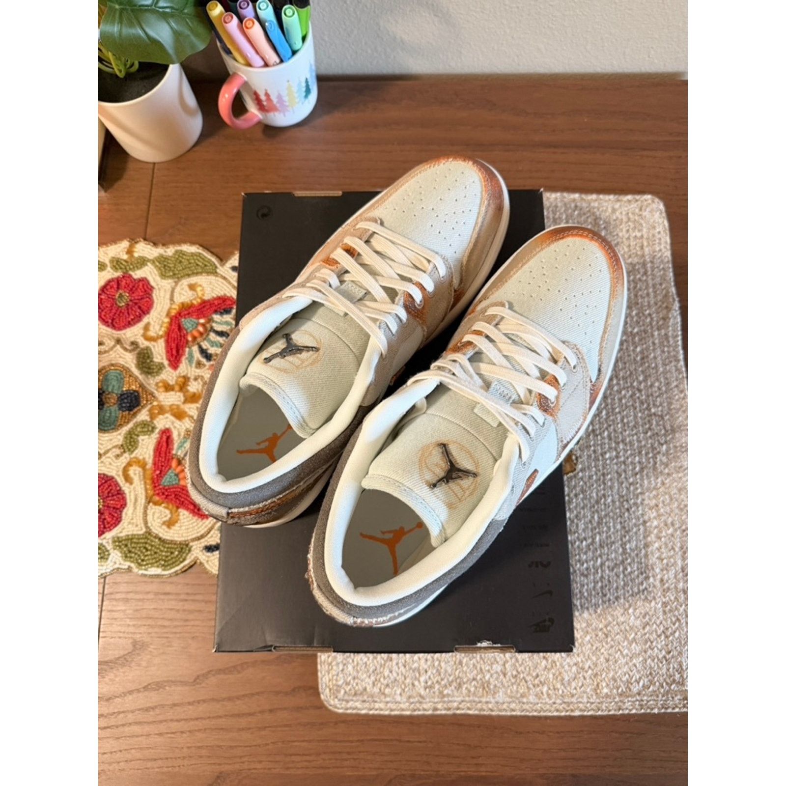 Jordan Brand × Nike Jordan 1 Low SE Multi-Color Sail Light Bone Canvas Patchwork Size US 11.5 / EU 44-45 - 5 Thumbnail