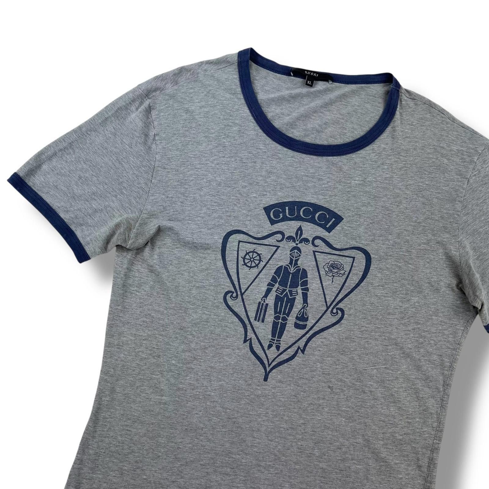 Gucci Gucci Crest Print Grey T Shirt Size US M / EU 48-50 / 2 - 1 Thumbnail