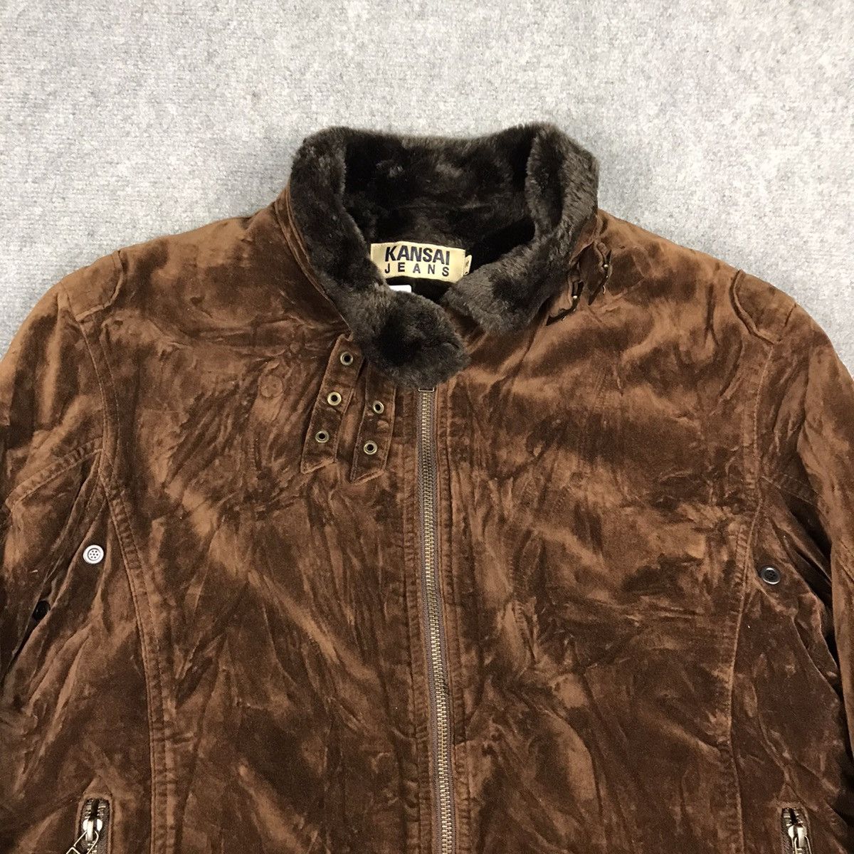 If Six Was Nine × Kansai Yamamoto KANSAI JEANS VELVET SHERPA ZIPPER JACKET Size US M / EU 48-50 / 2 - 2 Thumbnail