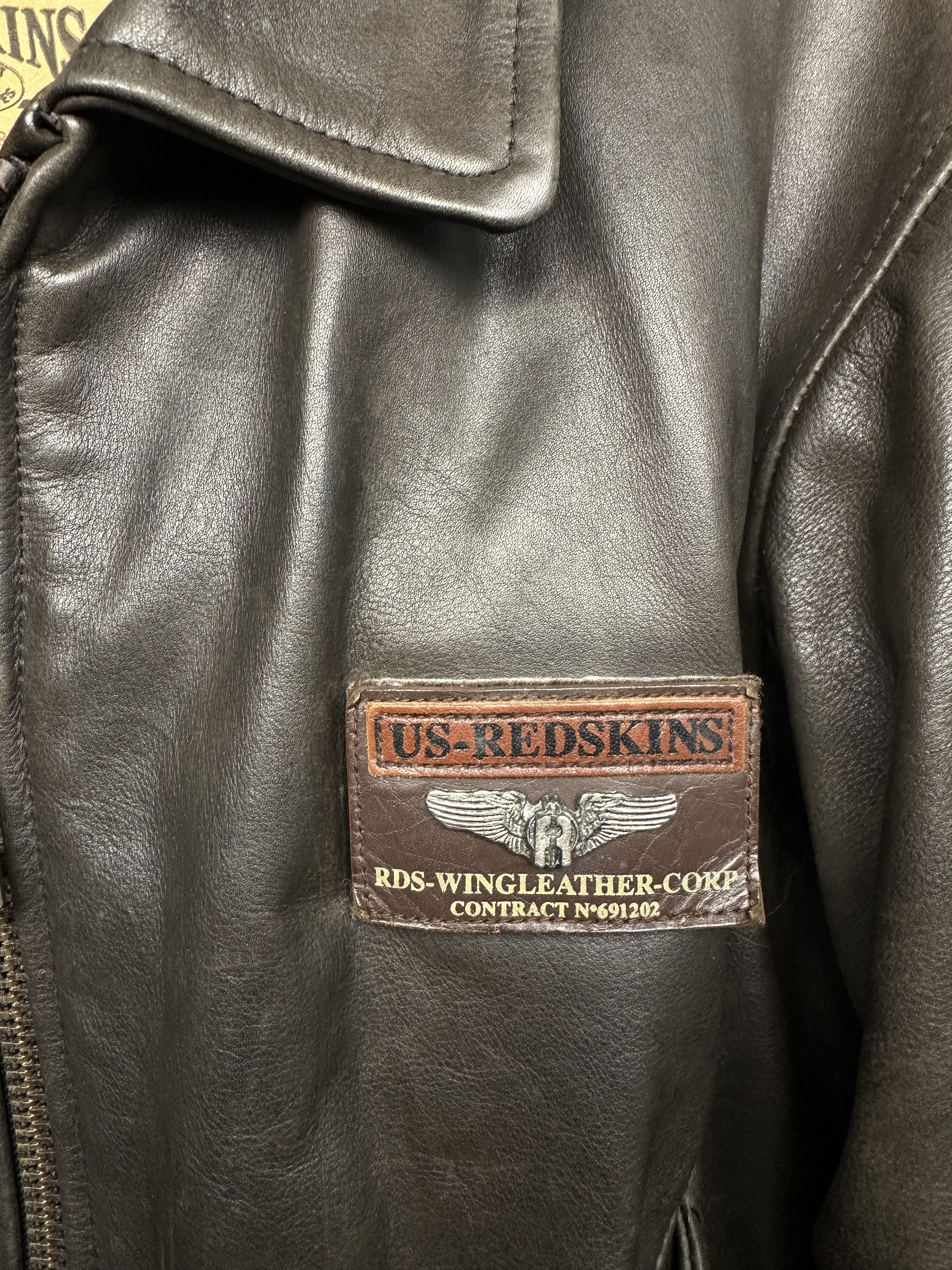 Genuine Leather Redskins Vintage Mens Leather Bomber Jacket Size US XL / EU 56 / 4 - 3 Thumbnail