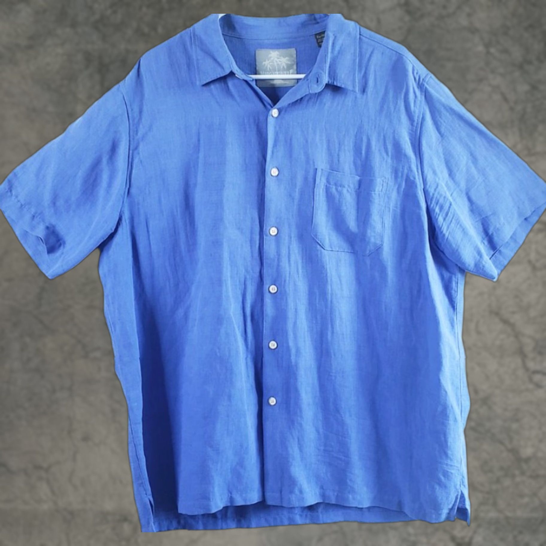 Vintage Margaritaville Shirt Button-Up Short Sleeve XL Blue Silk Linen 75% 25% Men’s Size US XL / EU 56 / 4 - 1 Thumbnail