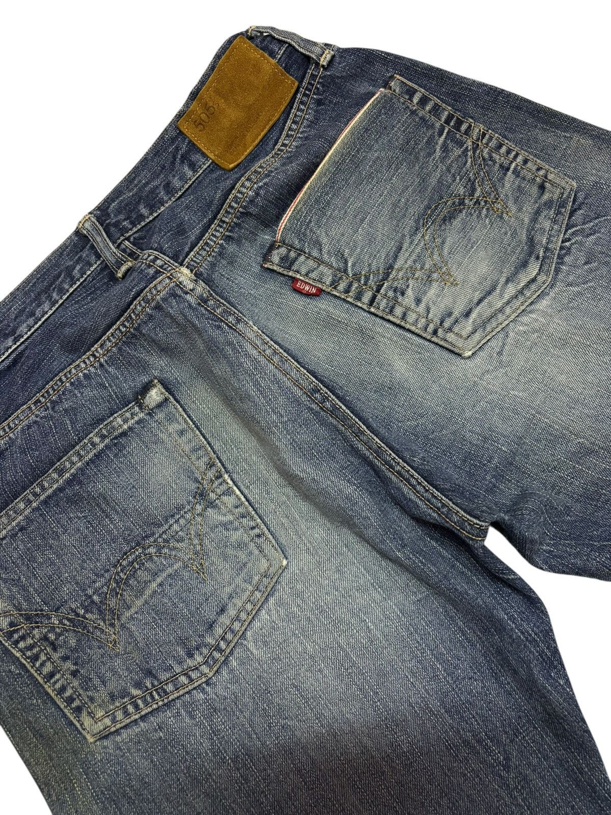 Edwin Vtg 90s Edwin Japan 505 Selvedge Distressed Jeans Size US 30 / EU 46 - 8 Thumbnail