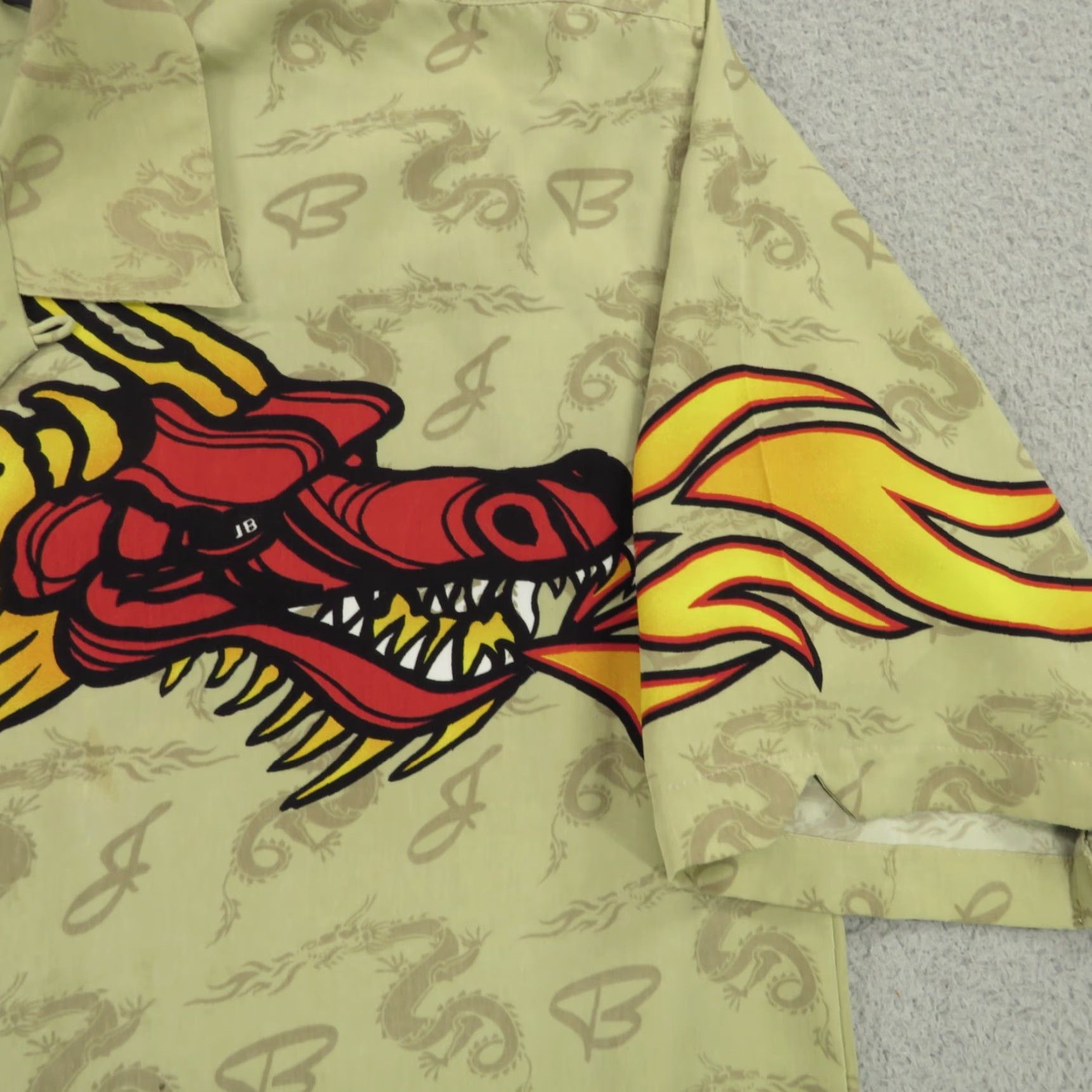 Vintage VINTAGE Johnny Blaze Shirt Mens 2XL Beige Graphic Print 90s Fire Wu Tang Streetwear Button-Up Collared Short Sleeve Size US XXL / EU 58 / 5 - 4 Thumbnail
