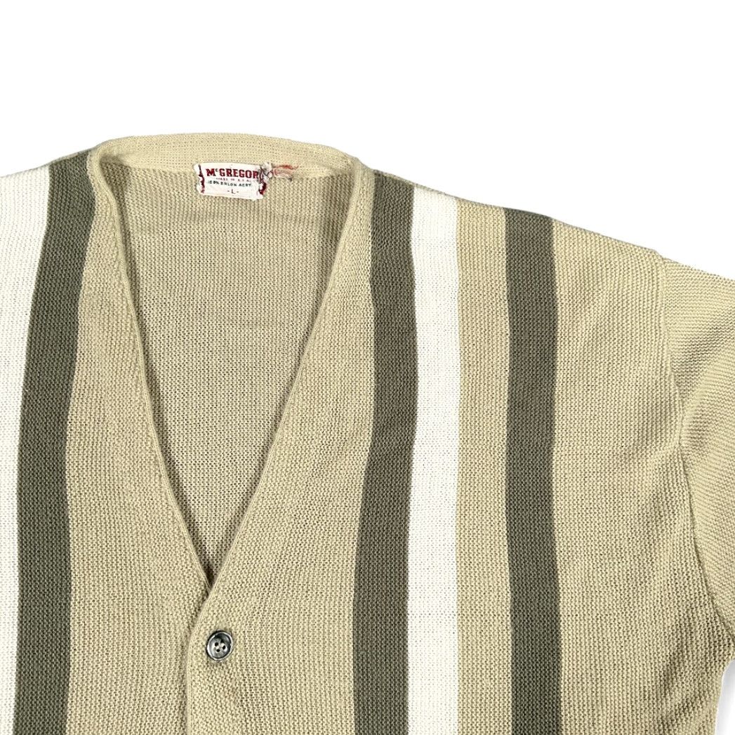 McGregor VINTAGE McGregor Sweater Cardigan Adult MEDIUM Brown Striped Orlon Knit USA 60s Mens Size US M / EU 48-50 / 2 - 2 Thumbnail