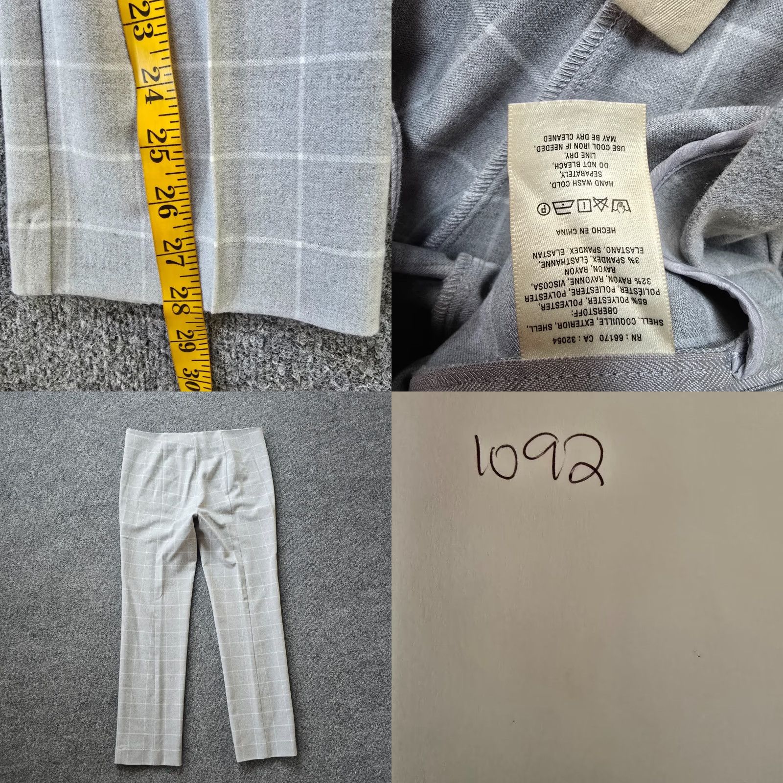 Anthropologie Anthropologie Cartonnier Pants Womens Size 8 Gray Plaid Tapered Capsule Career Office Pants Women Regular Inseam 28 in Gray Size 30" / US 8 / IT 44 - 8 Thumbnail
