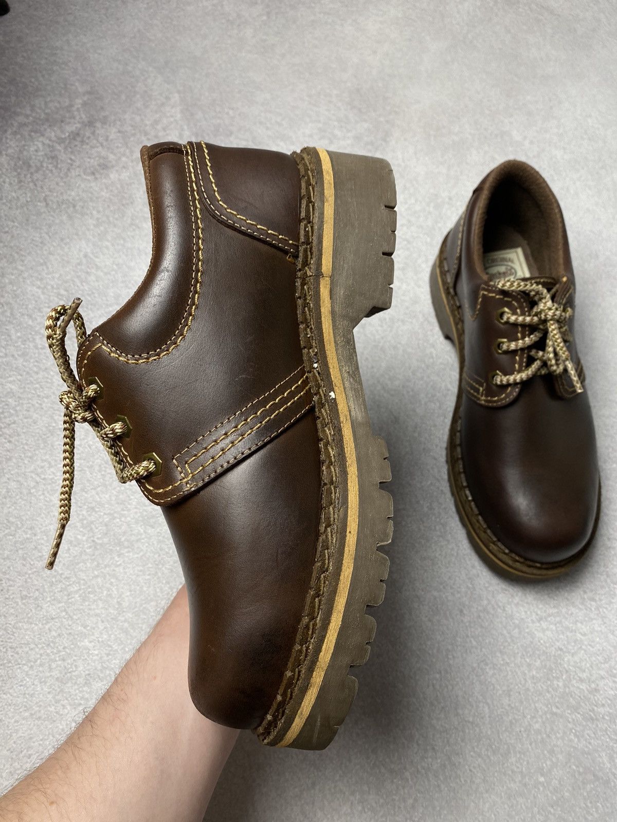 Dockers Dockers Vintage Chunky Brown Leather Platform Boots Goth Size US 8 / EU 41 - 11 Thumbnail