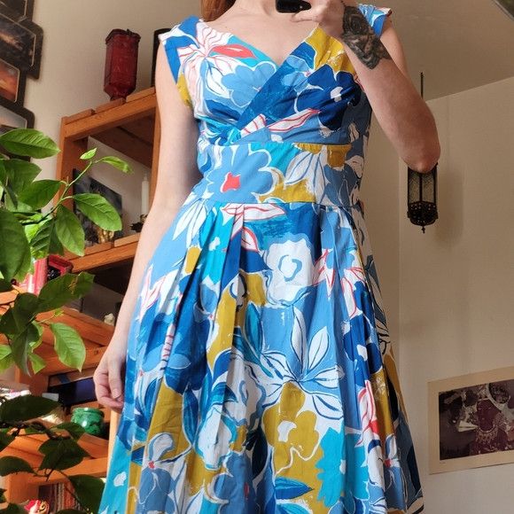 Other Emily and Fin Florence Blue Asilah Floral Midi Dress - S Size S / US 4 / IT 40 - 7 Thumbnail