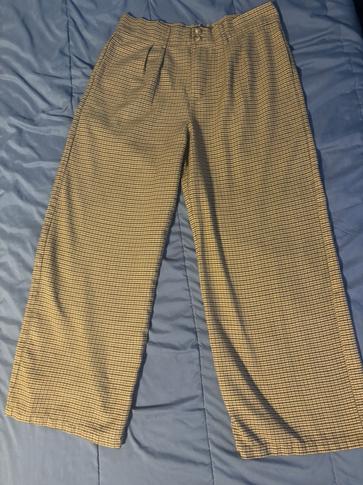 Other Women's Beige Check Pleated Wide-Leg Dress Plaid Accent XL Size 40" / US 18 - 7 Thumbnail