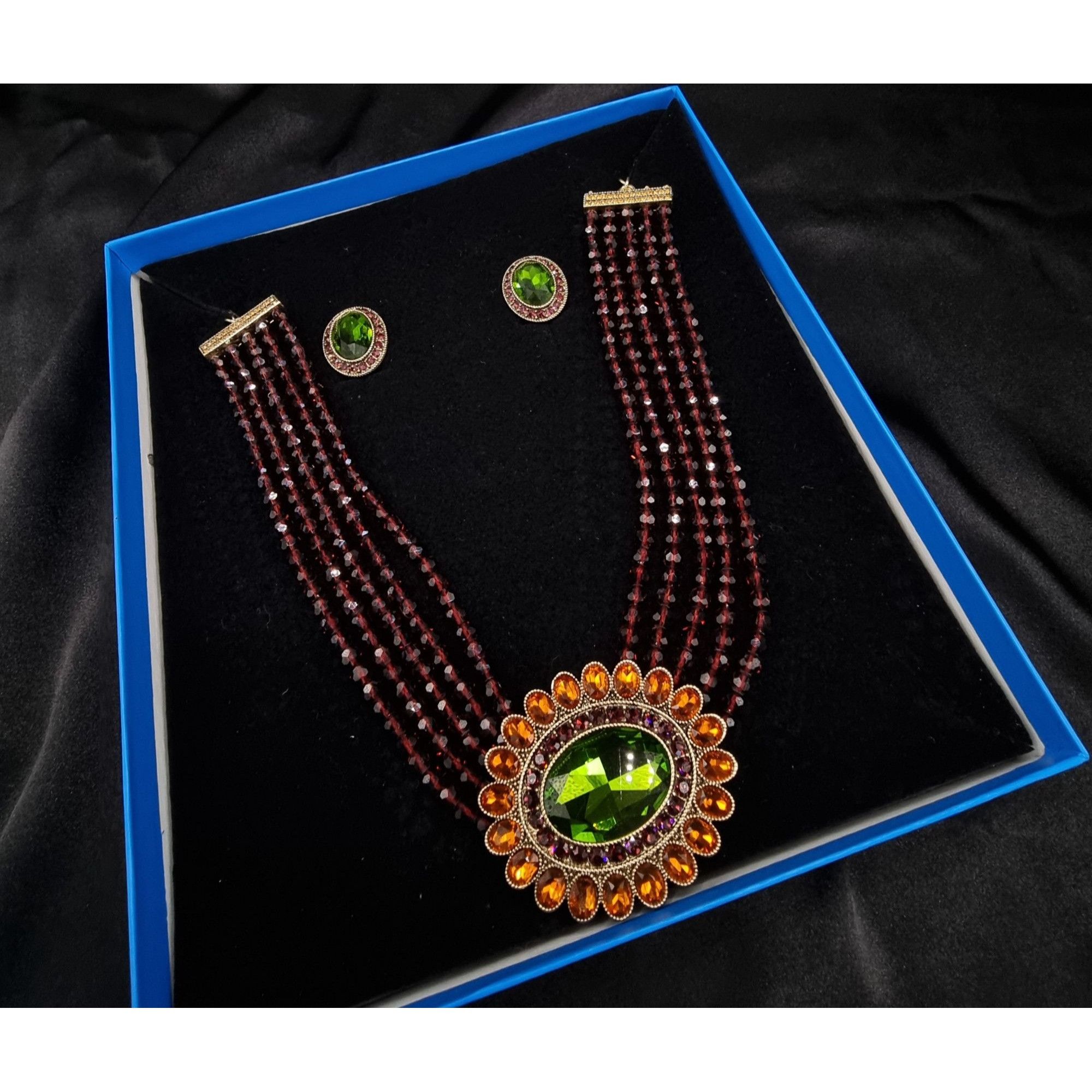 Vintage Heidi Daus Statement Necklace & Earrings Set W/ Glass Beads Size ONE SIZE - 7 Thumbnail