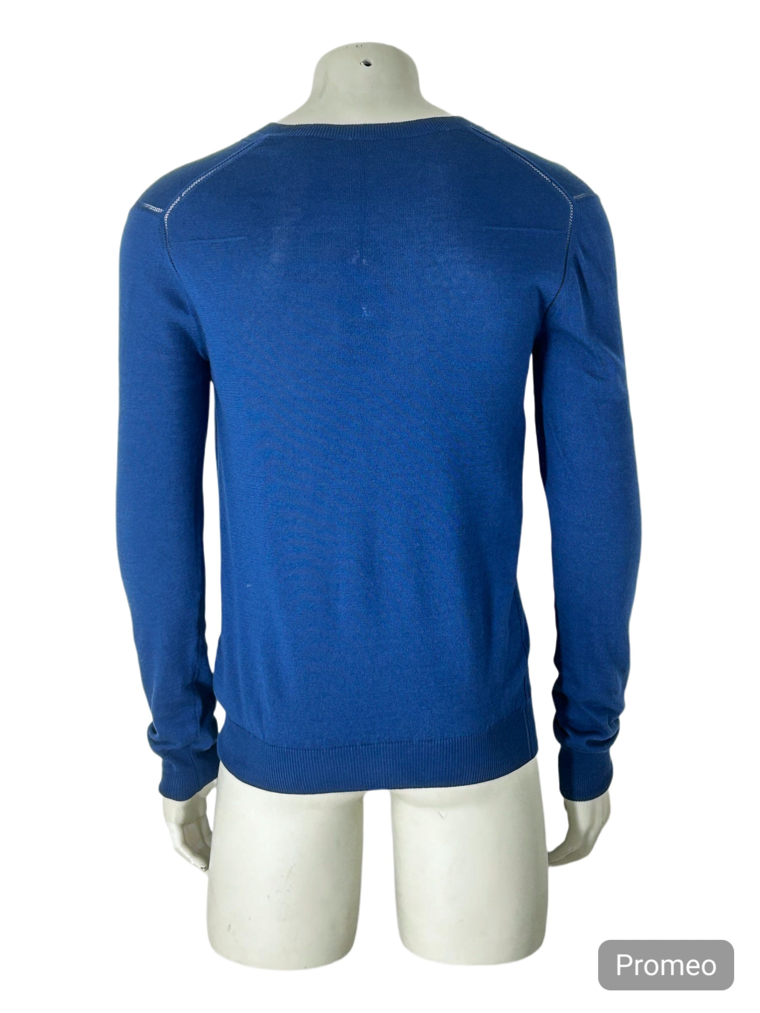 Dior DIOR HOMME ROYAL BLUE MESH DETAILS V-NECK KNIT Size US S / EU 44-46 / 1 - 3 Thumbnail