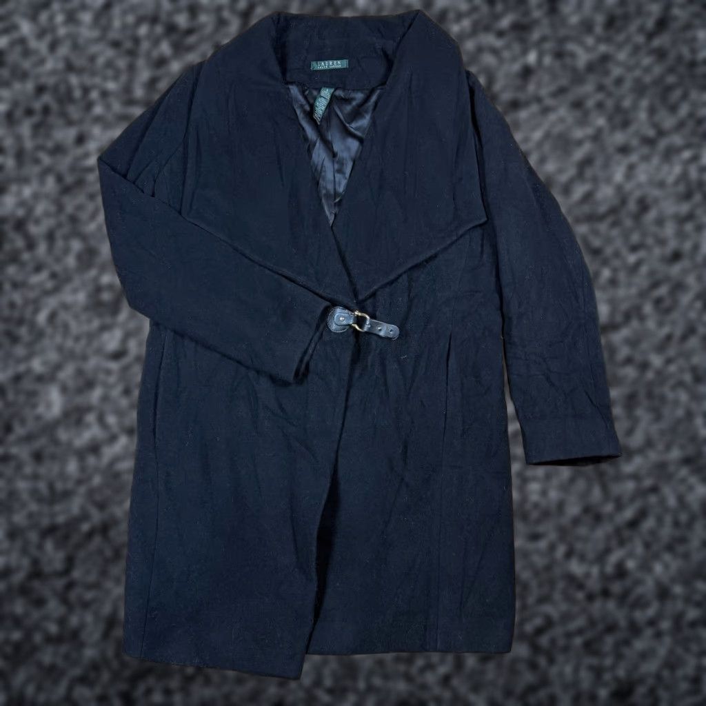 Ralph Lauren Ralph Lauren Coat Women Wool Shawl Buckle Drape-Front Size 6 Black Wool Cashmere Lining Overcoat Size M / US 6-8 / IT 42-44 - 1 Thumbnail