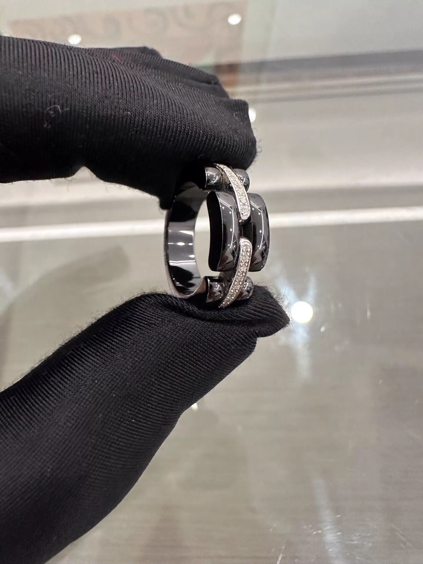 Chanel Chanel Ultra Black Ceramic Diamond-Set Ring Size 50 New Size ONE SIZE - 3 Thumbnail