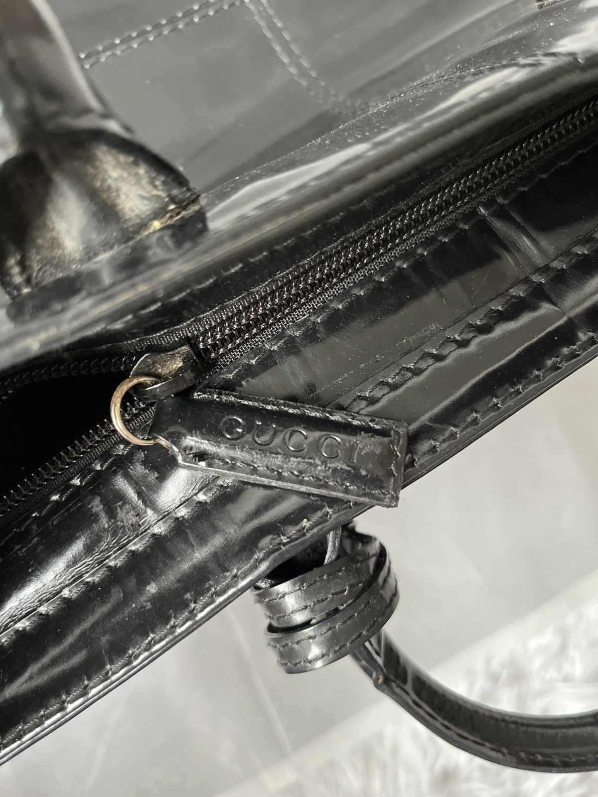 Gucci Gucci Black Patent Leather Tote Bag Vintage Italy Size ONE SIZE - 6 Thumbnail
