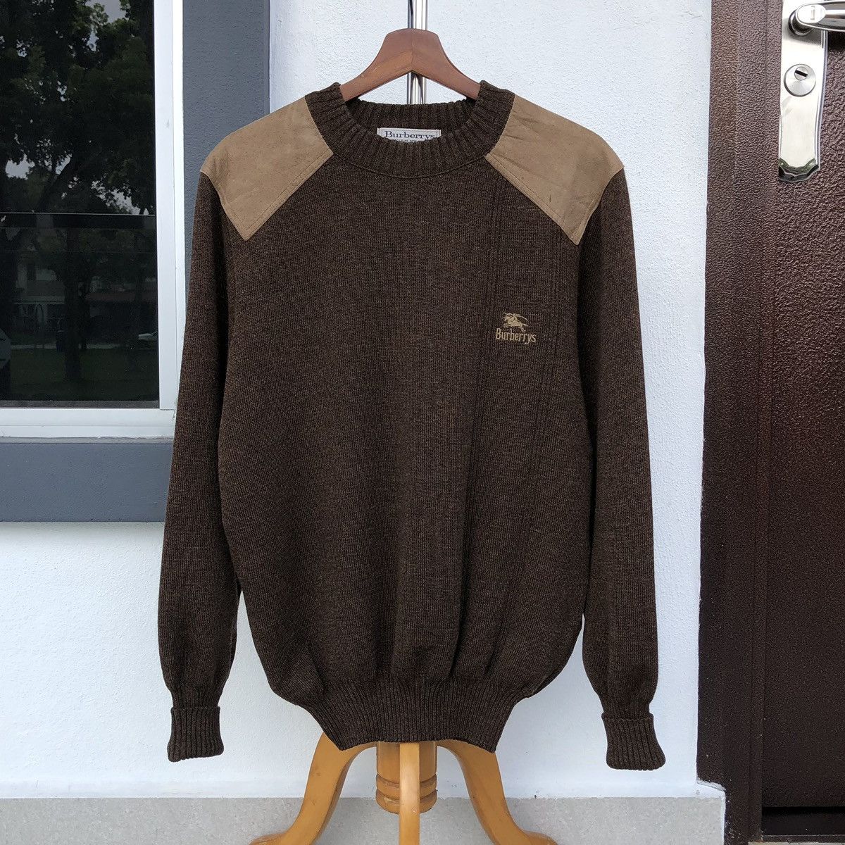Burberry Vintage Burberrys Suede Elbow Patches 100% Pure New Wool Size US M / EU 48-50 / 2 - 2 Thumbnail