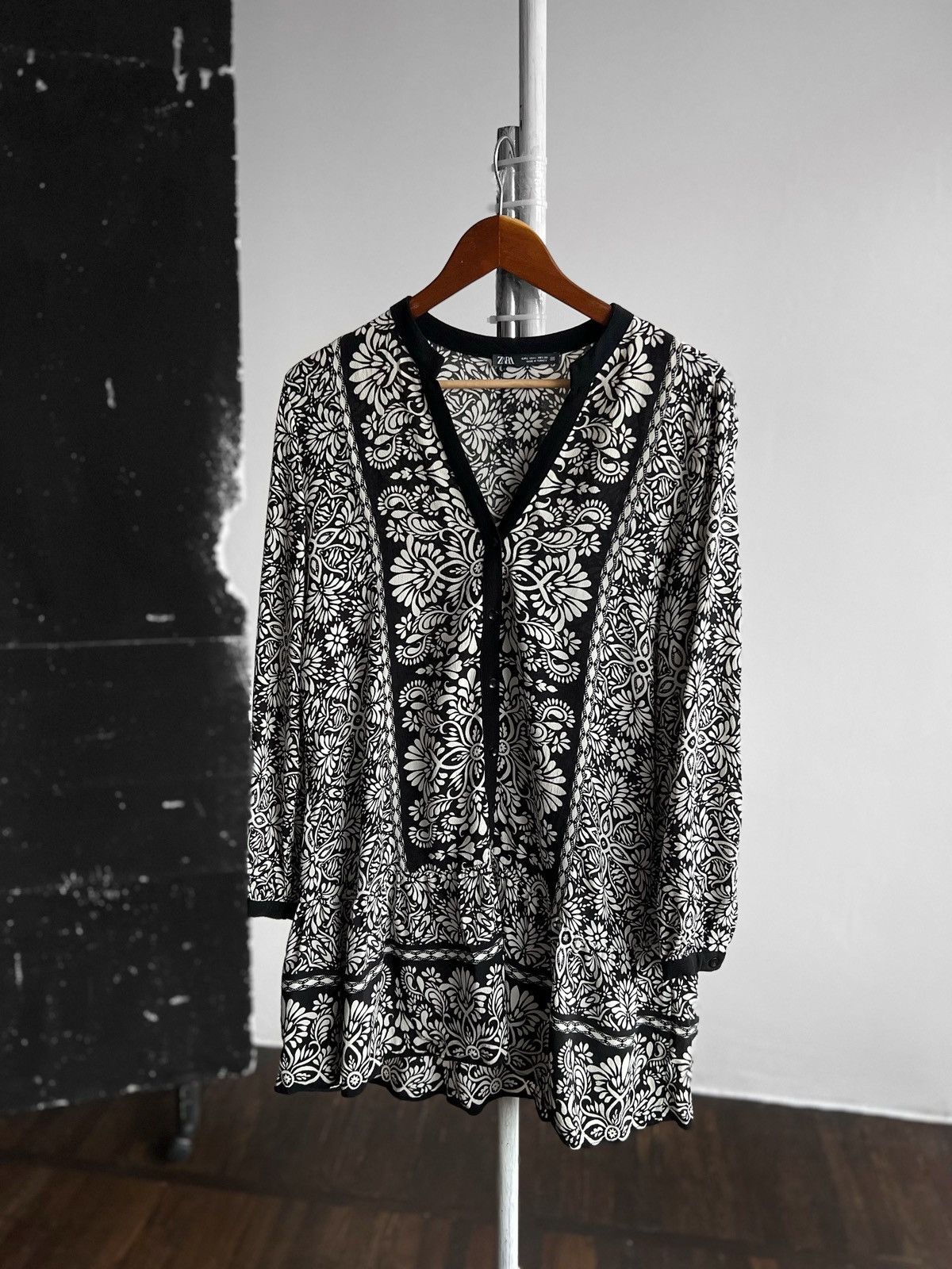 Designer × Zara Zara Womens V-Neck Full Printed Floral Viscose Shirt Dress Size L / US 10 / IT 46 - 5 Thumbnail