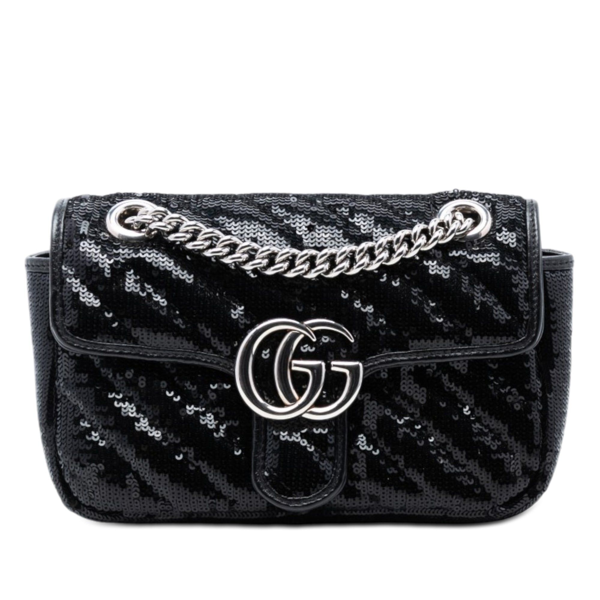 Gucci Small GG Marmont Matelasse Diagonal Sequin and Leather Torchon Shoulder Bag Size ONE SIZE - 1 Thumbnail