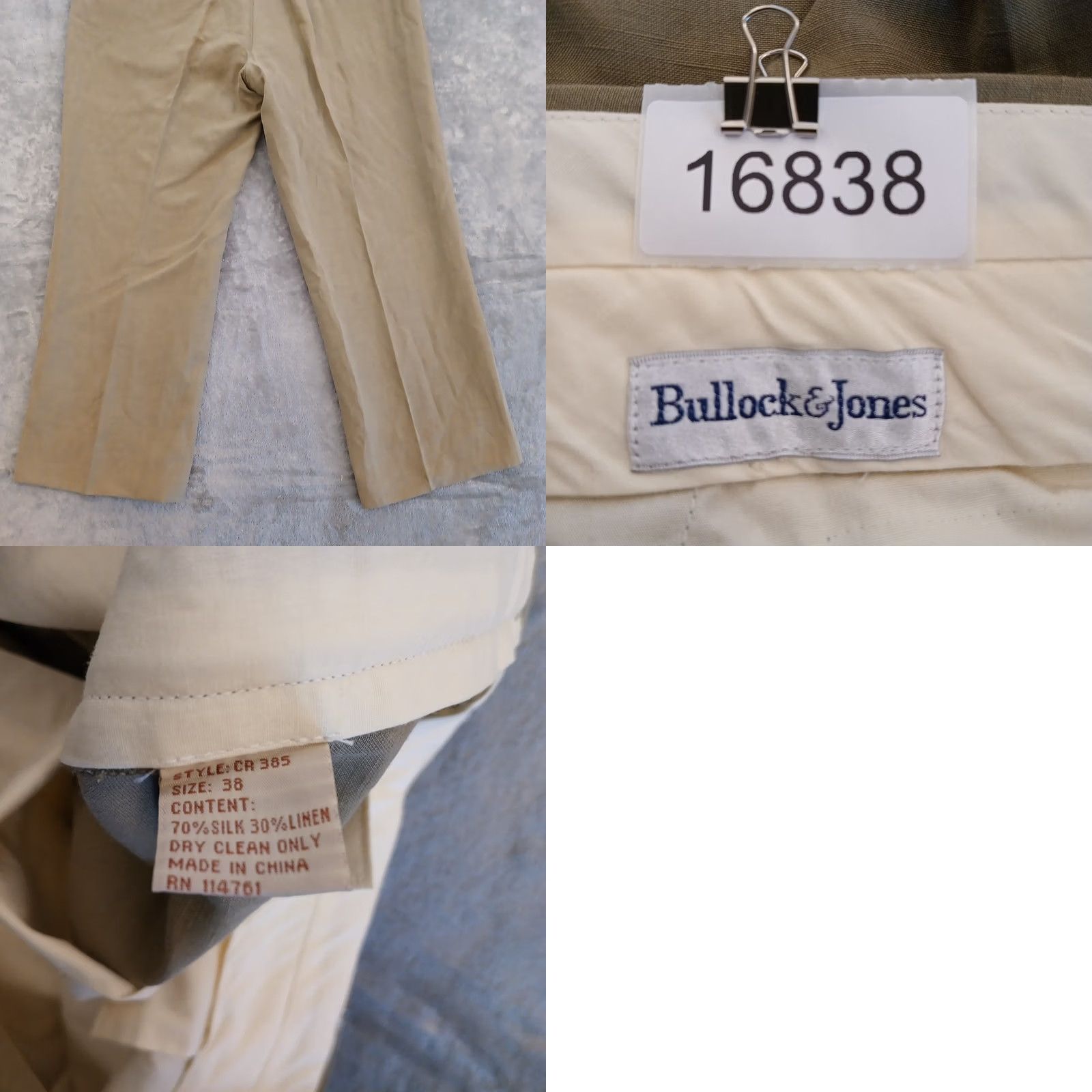 Vintage Blend Bullock & Jones Dress Pants Mens 38 Green Altered Hem Silk Linen Flat Front Straight Inseam 26 Regular Vintage No Mens Size US 38 / EU 54 - 8 Thumbnail