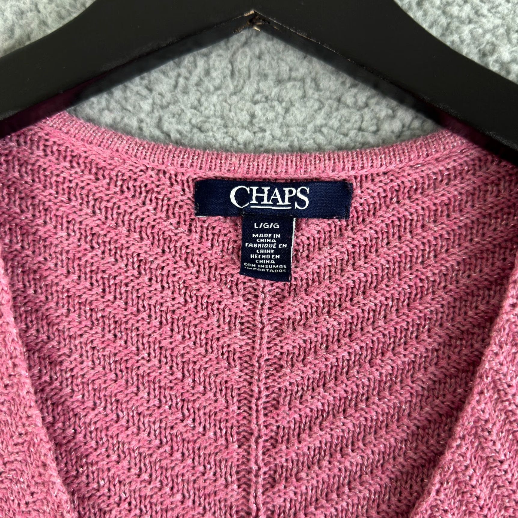 Chaps Chaps Ralph Lauren Sweater Womens Large Pink Metallic V Neck Knit Tunic Pullover Size L / US 10 / IT 46 - 3 Thumbnail
