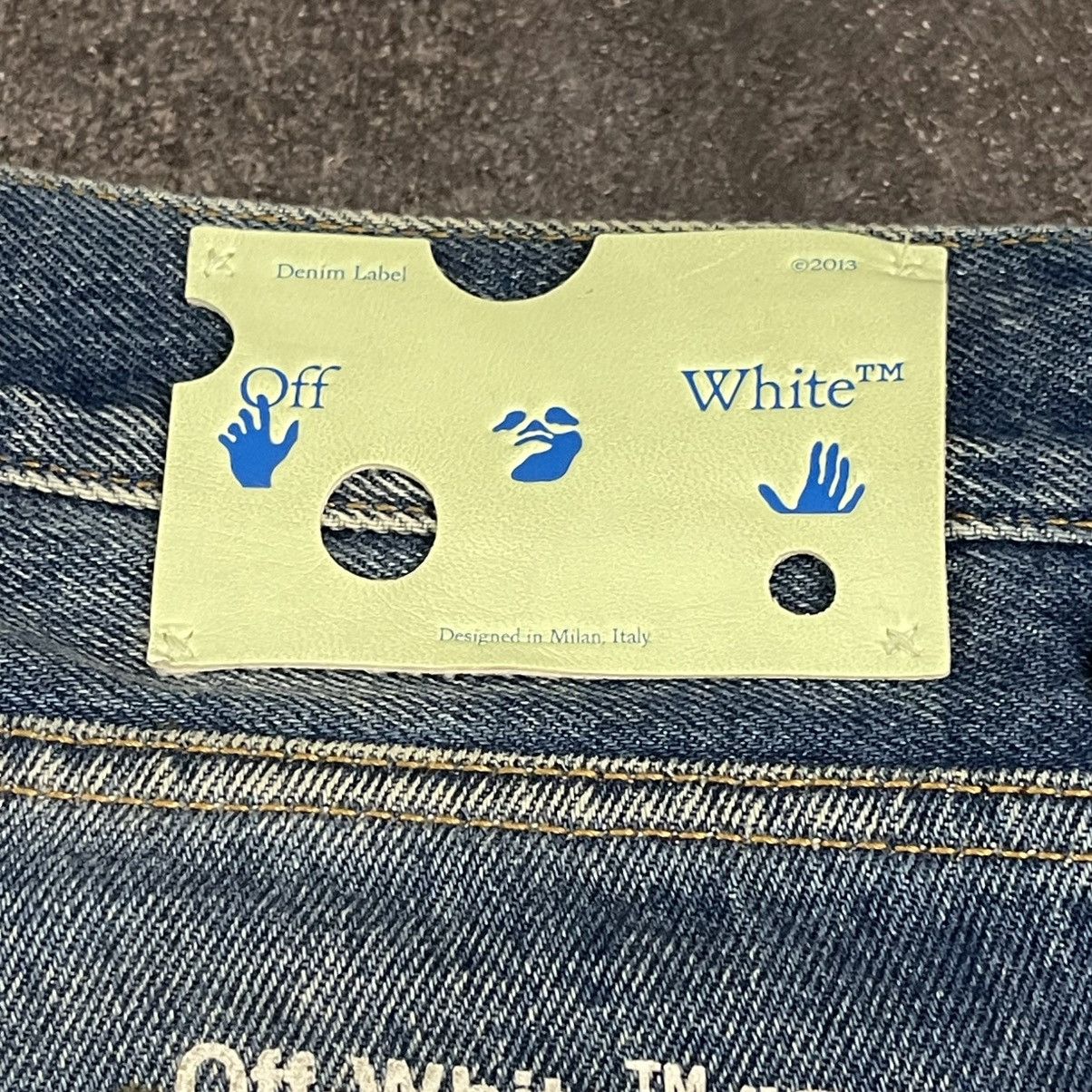 Off-White Off-White Diag Pocket Slim Jeans Medium Blue White Size US 29 - 4 Thumbnail
