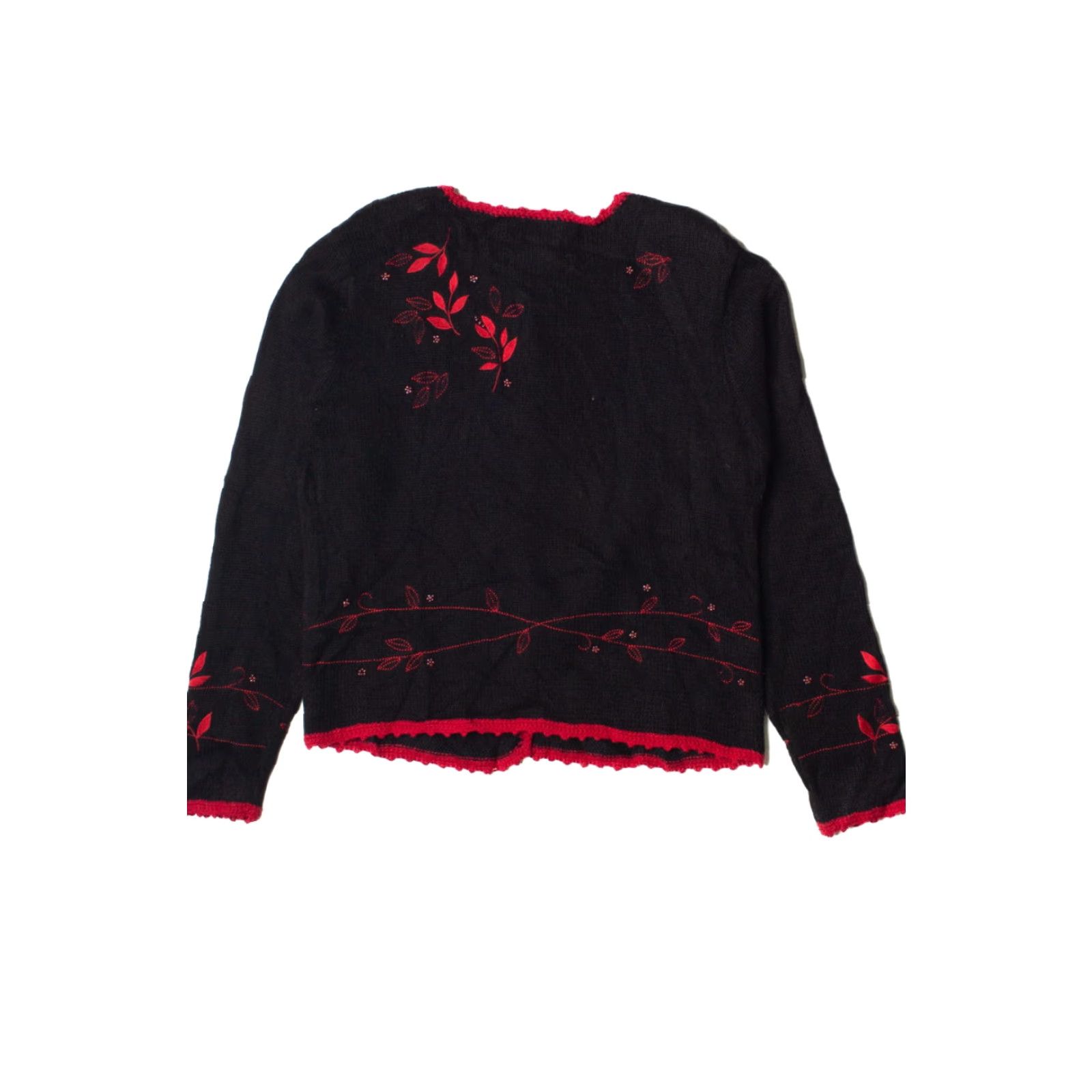 Vintage VINTAGE Christopher & Banks Cardigan Sweater Small Black Embroidered Floral Women/Girls? Size S / US 4 / IT 40 - 4 Thumbnail