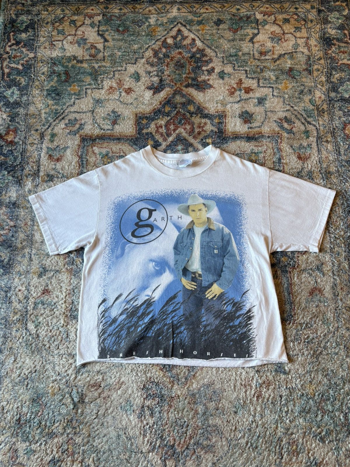 Vintage Garth Brooks Fresh Horses Country Cropped T-shirt