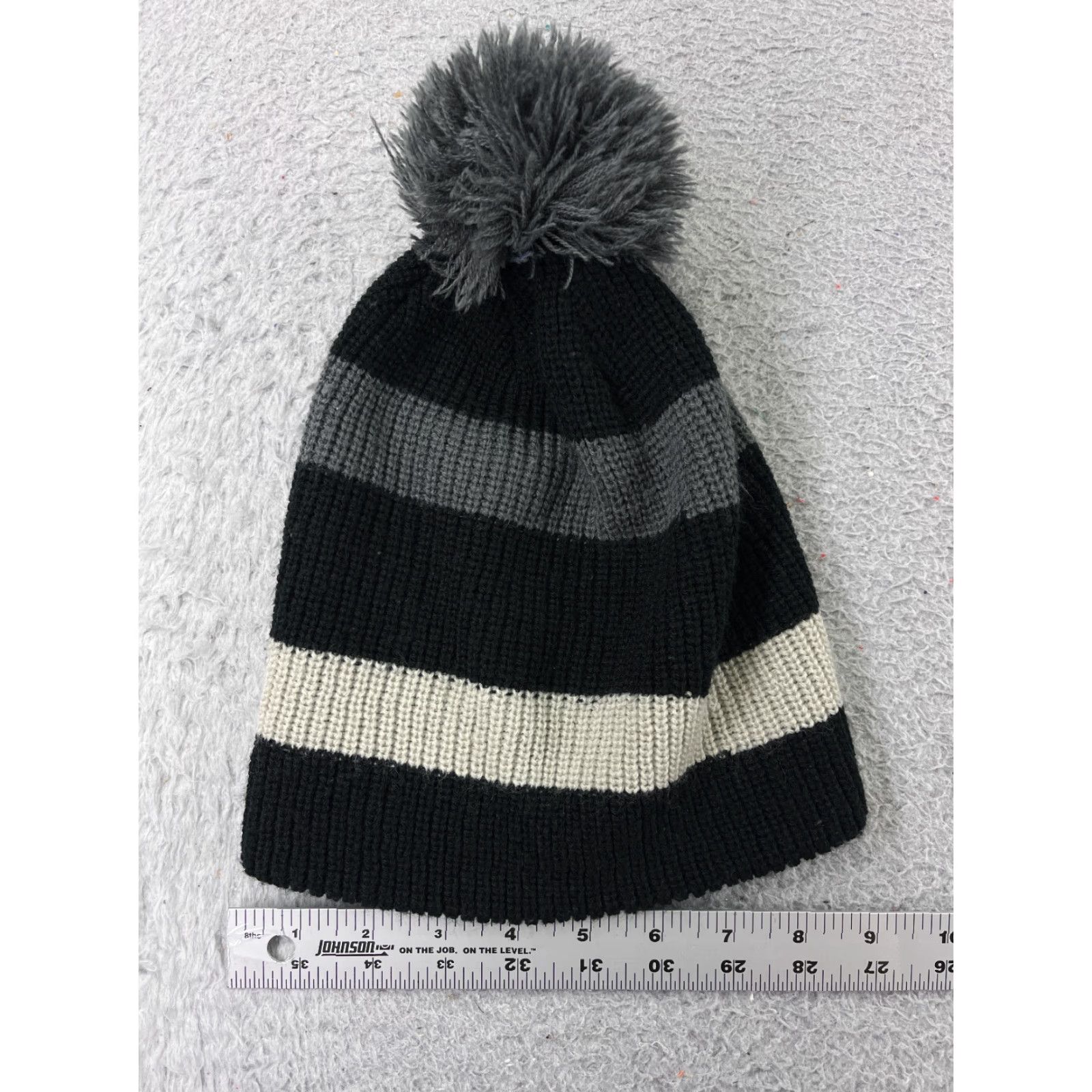 Burton Burton Beanie Toque Adult One Size Gray Black Stripe Knit 100% Acrylic Ski Pom Hat Mens One Size Gray Stripe 100% Acrylic Burton Beanie Size ONE SIZE - 4 Thumbnail